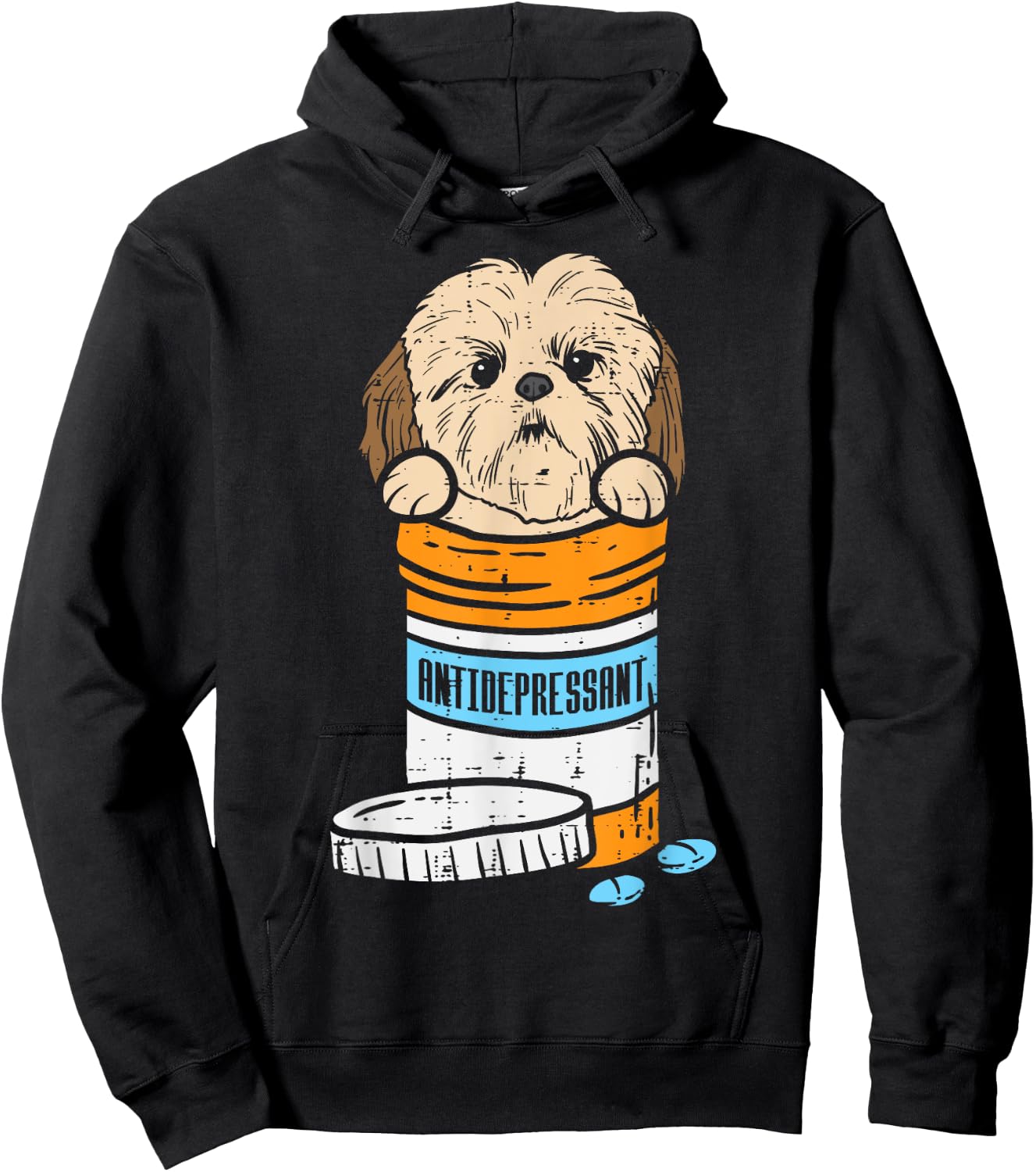 Antidepressant Shih Tzu Cute Animal Pet Dog Lover Owner Gift Hoodie - Hoodie | Black