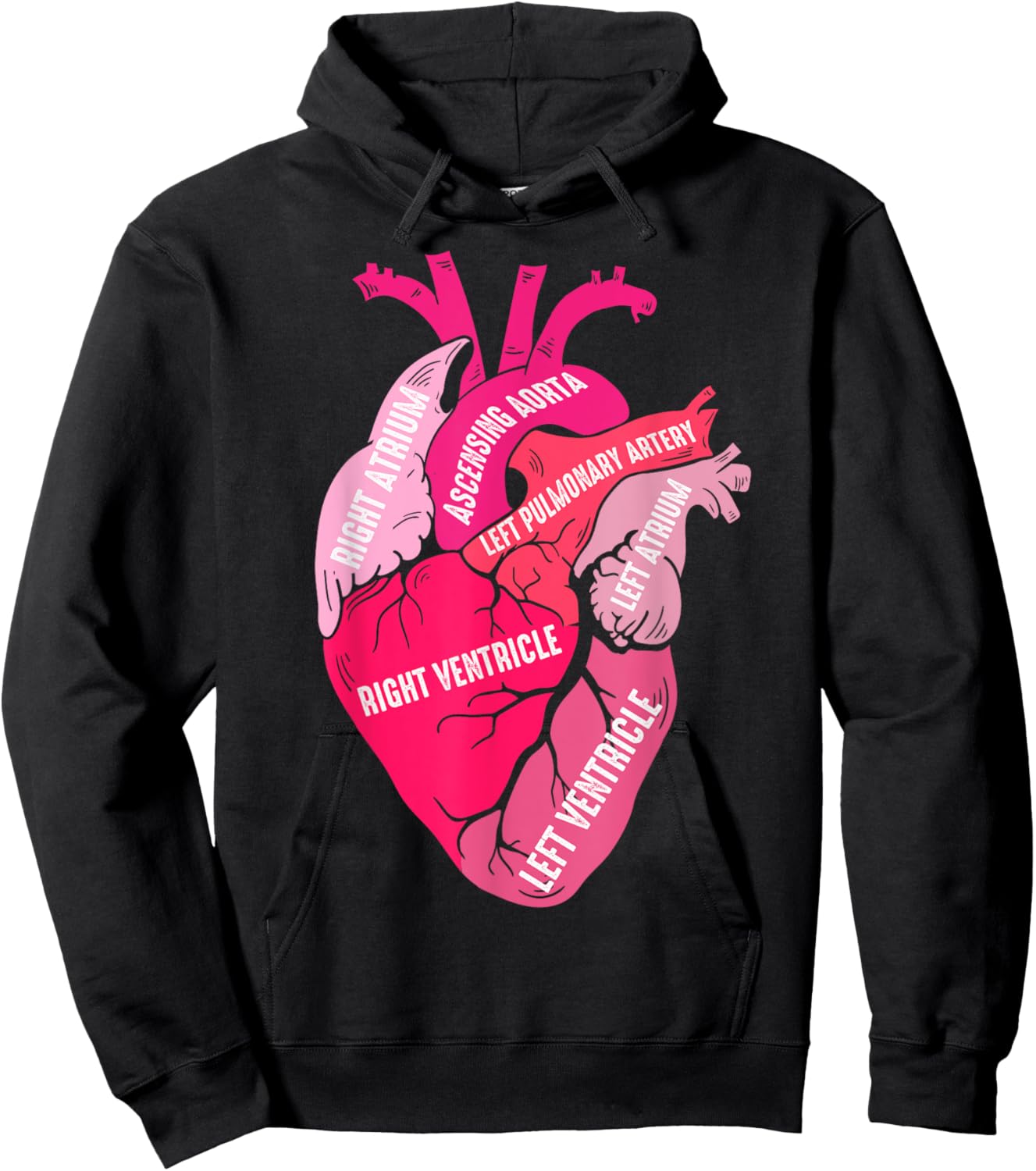 Parts Of Heart Cardiology Men Women Anatomical Cardiac Hoodie - Hoodie | Black