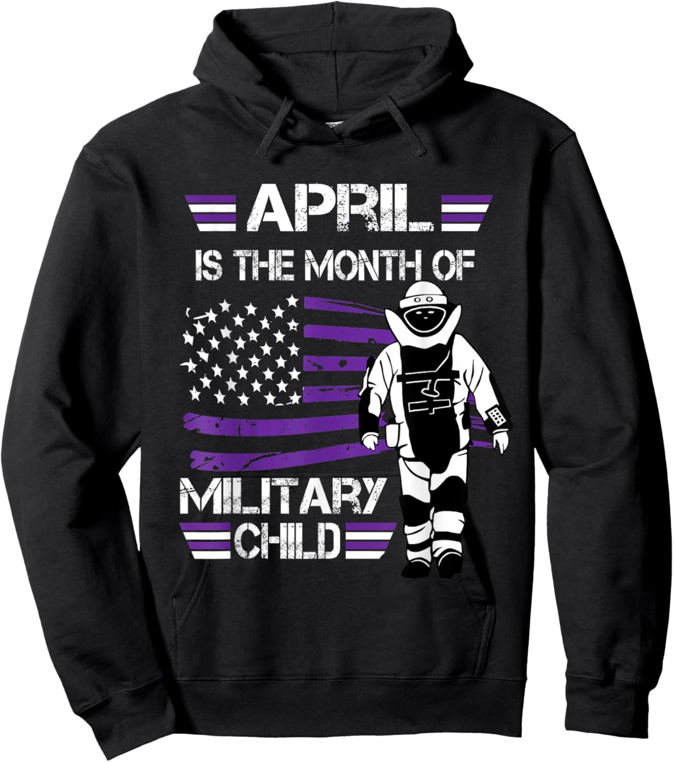 April The Month Of The Military Child Army EOD American Flag Women Kids Men Hoodie - Hoodie | Black