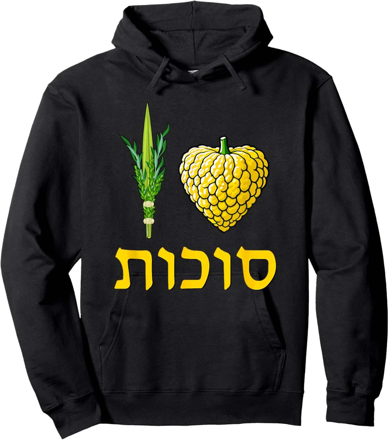 I Love Sukkot - Lulav and Etrog Celebrating Jewish Holidays Hoodie - Hoodie | Black