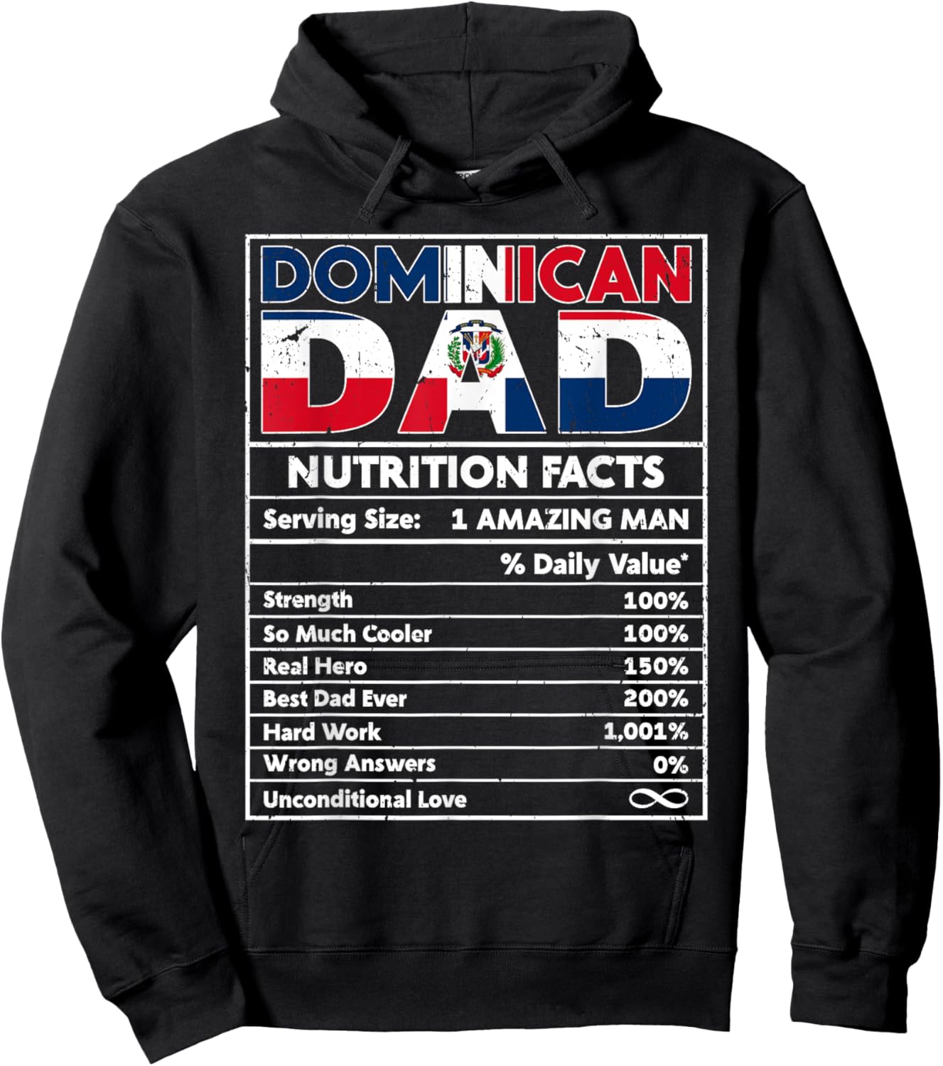 Dominican Dad Nutrition Facts Dominican Pride Fathers Day Hoodie - Hoodie | Black