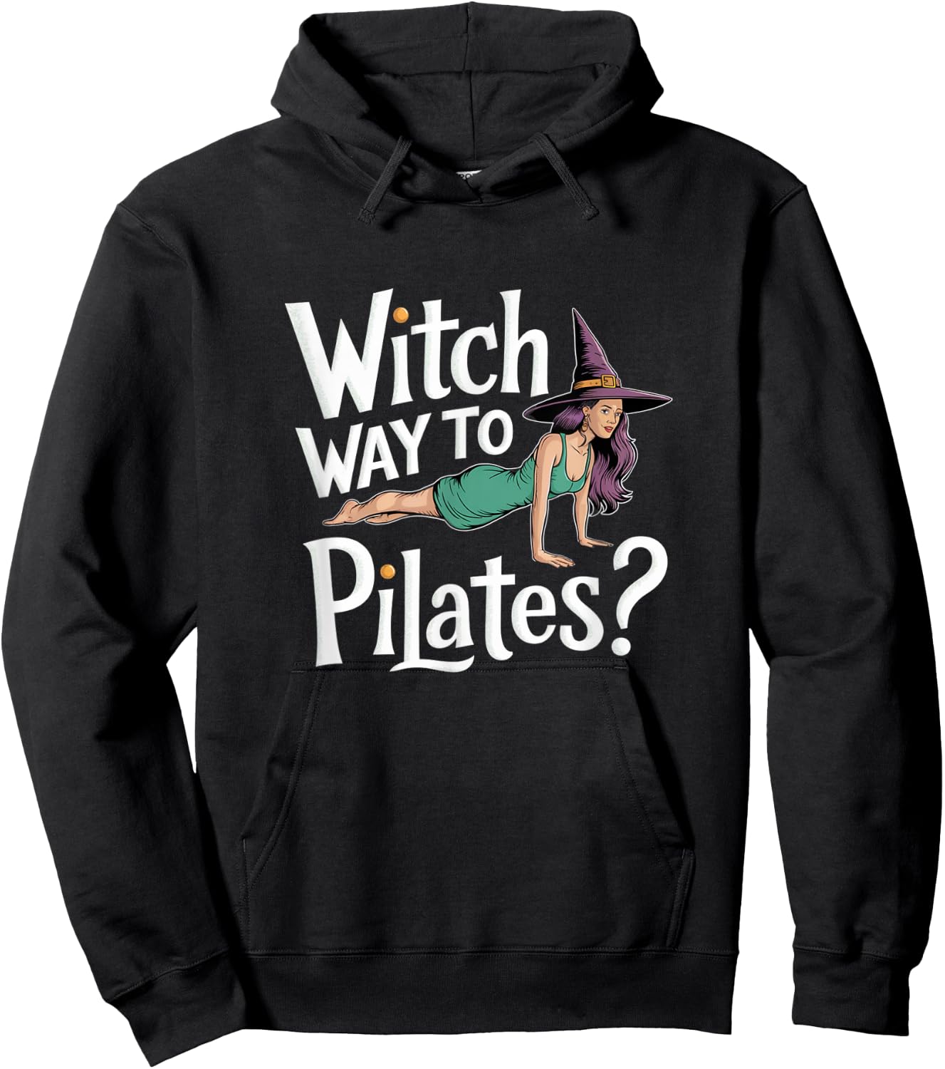 Witch Way to Pilates Funny Halloween Pilates Yoga Reformer Hoodie - Hoodie | Black