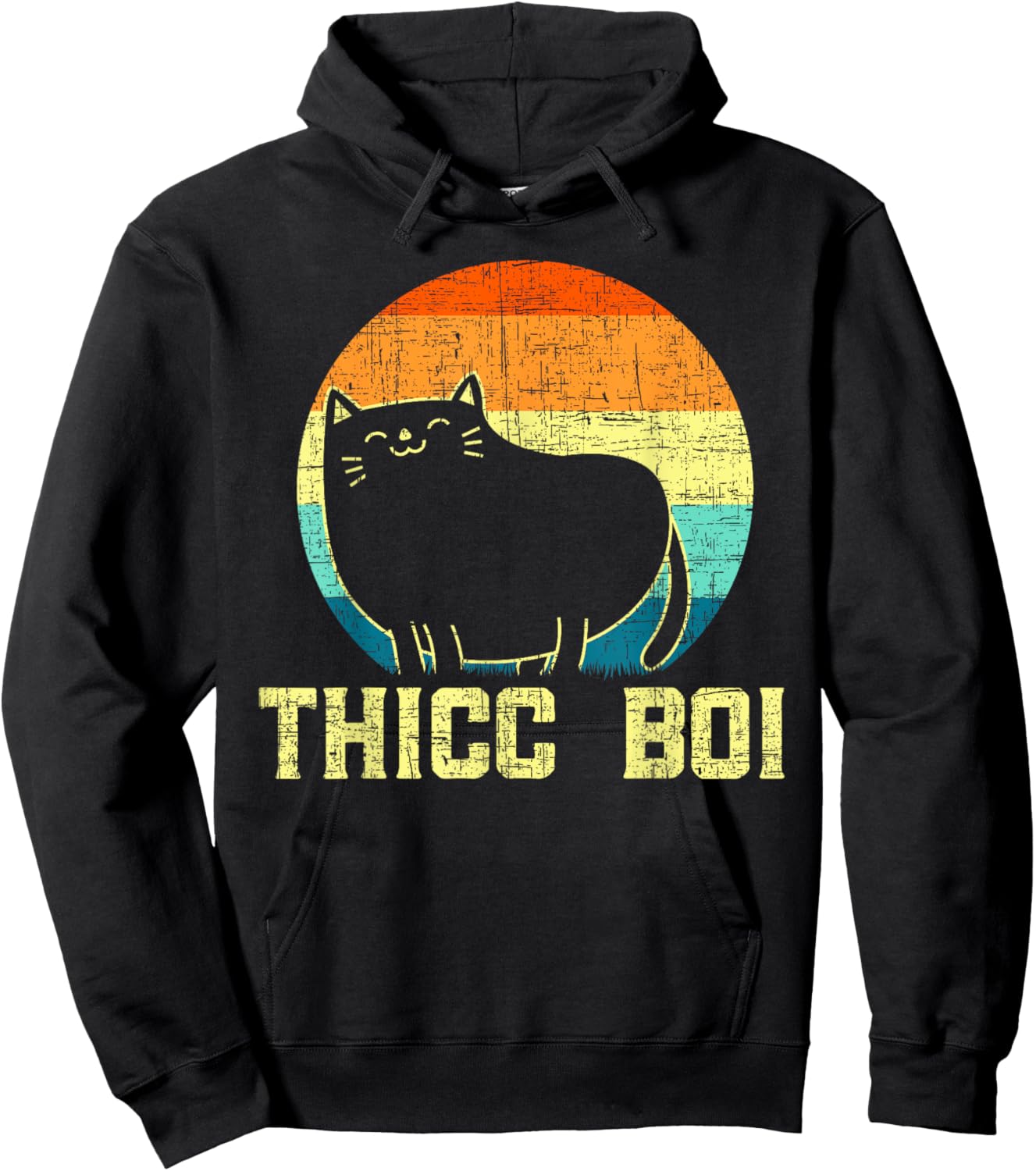 Thicc Boi Chonk Cat Meme Fat Kitty Kitten Lover Overweight Men Women Hoodie - Hoodie | Black