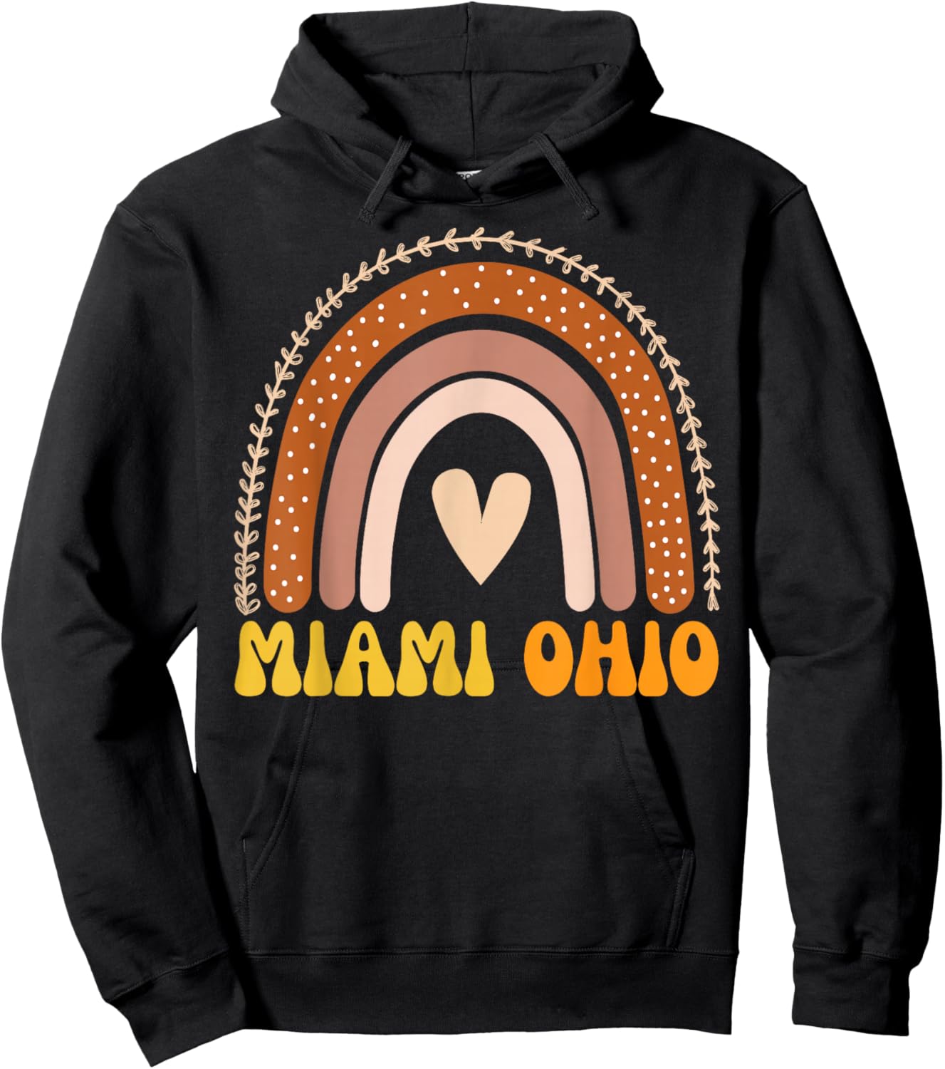 Miami OH Vintage Rainbow Retro Athletic Ohio Sports College Hoodie - Hoodie | Black