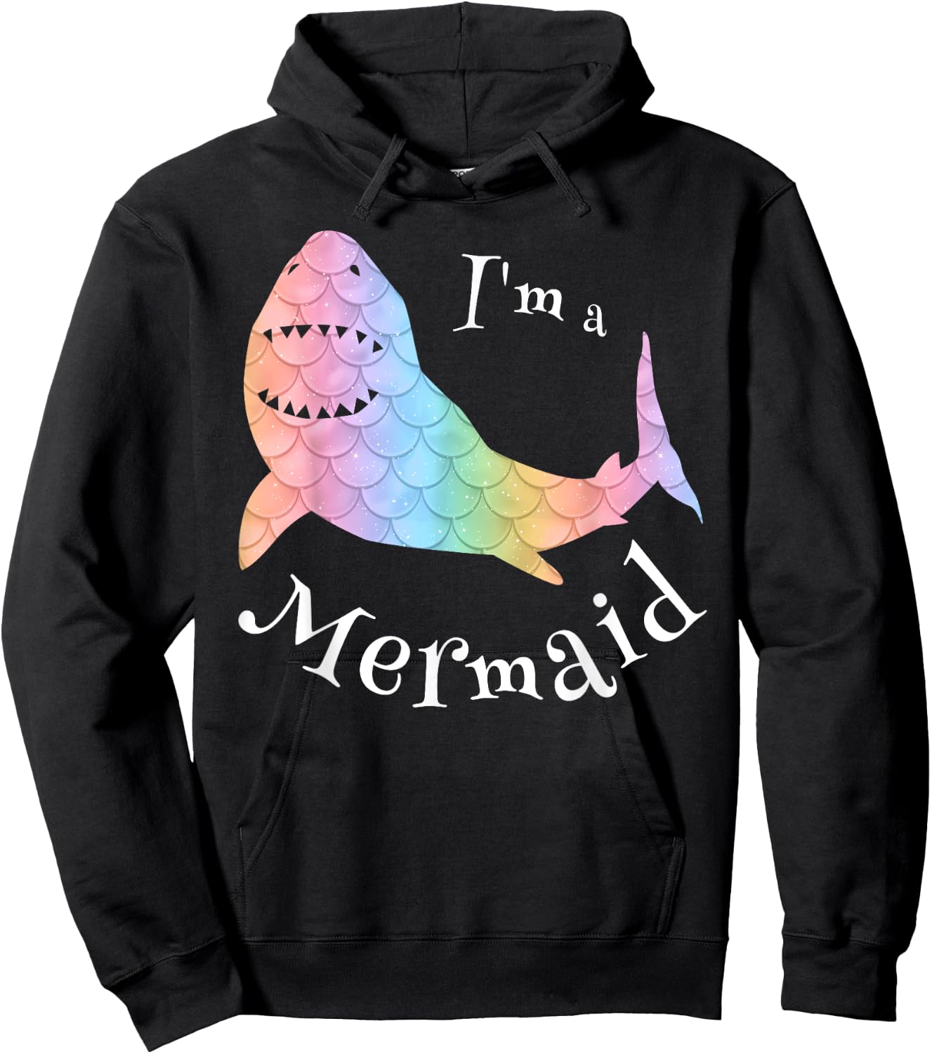 I'm a Mermaid , Cute Swim Great White Shark Hoodie - Hoodie | Black
