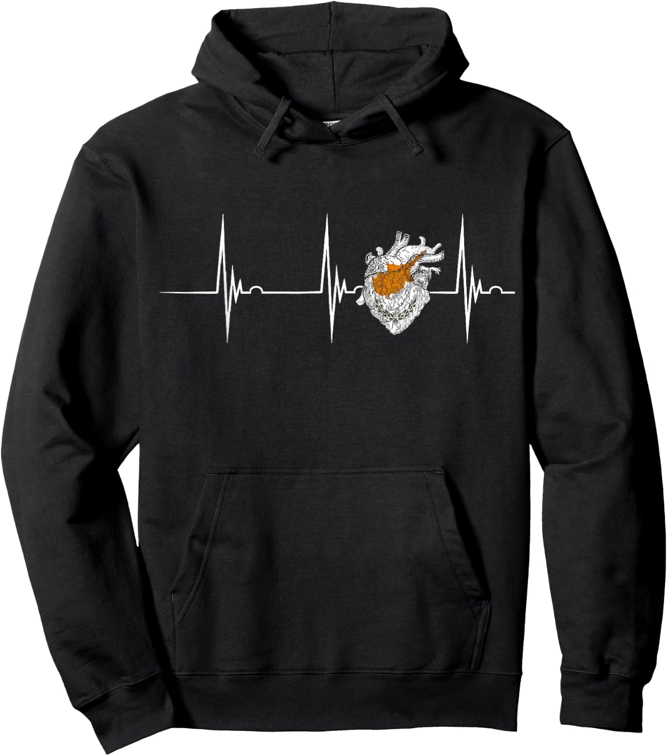 Cyprus Heart Heartbeat EKG Pulse Cypriot Roots Cypriot Flag Hoodie - Hoodie | Black