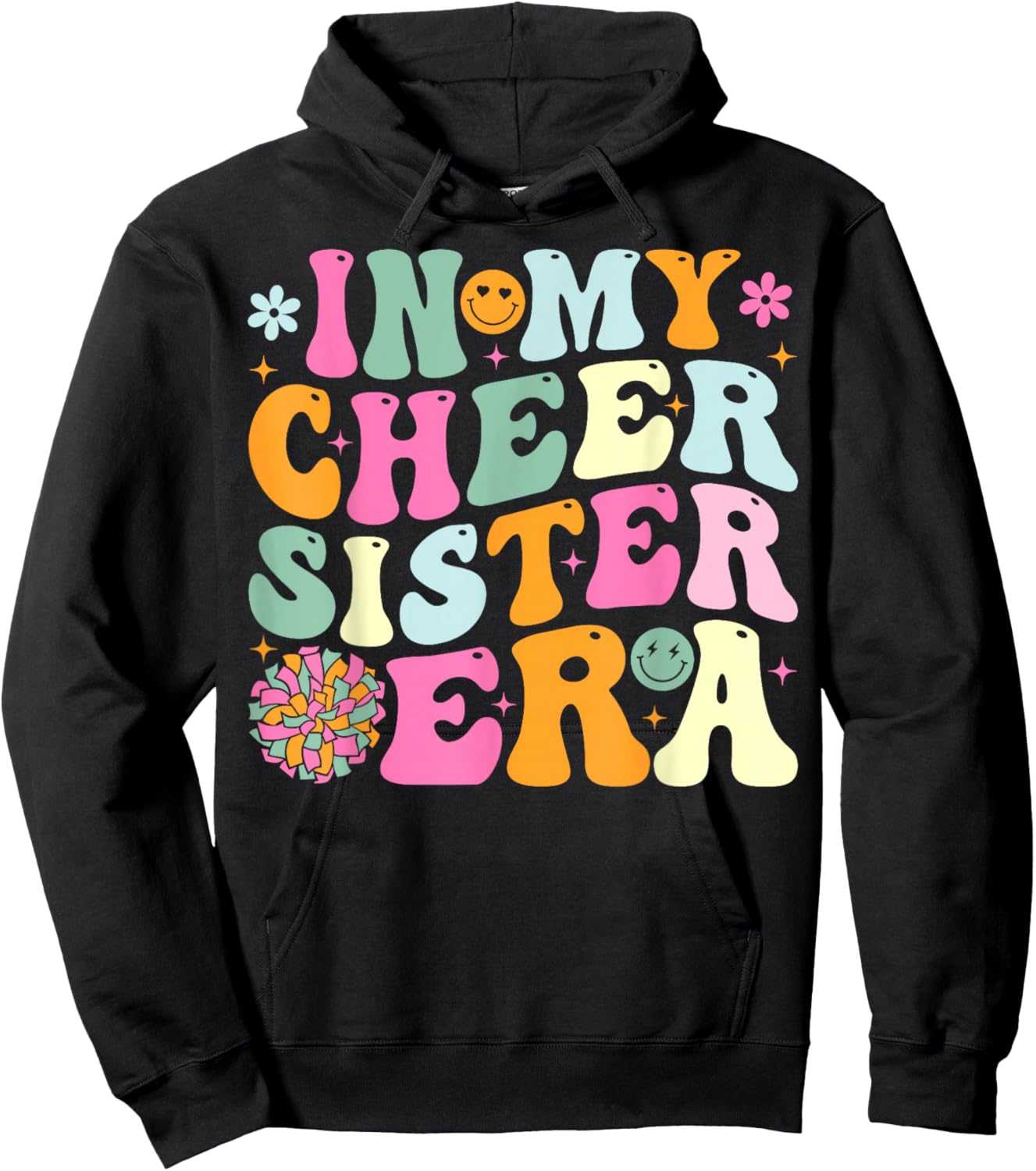 Groovy In My Cheer Sister Era Cheerleading Hoodie - Hoodie | Black