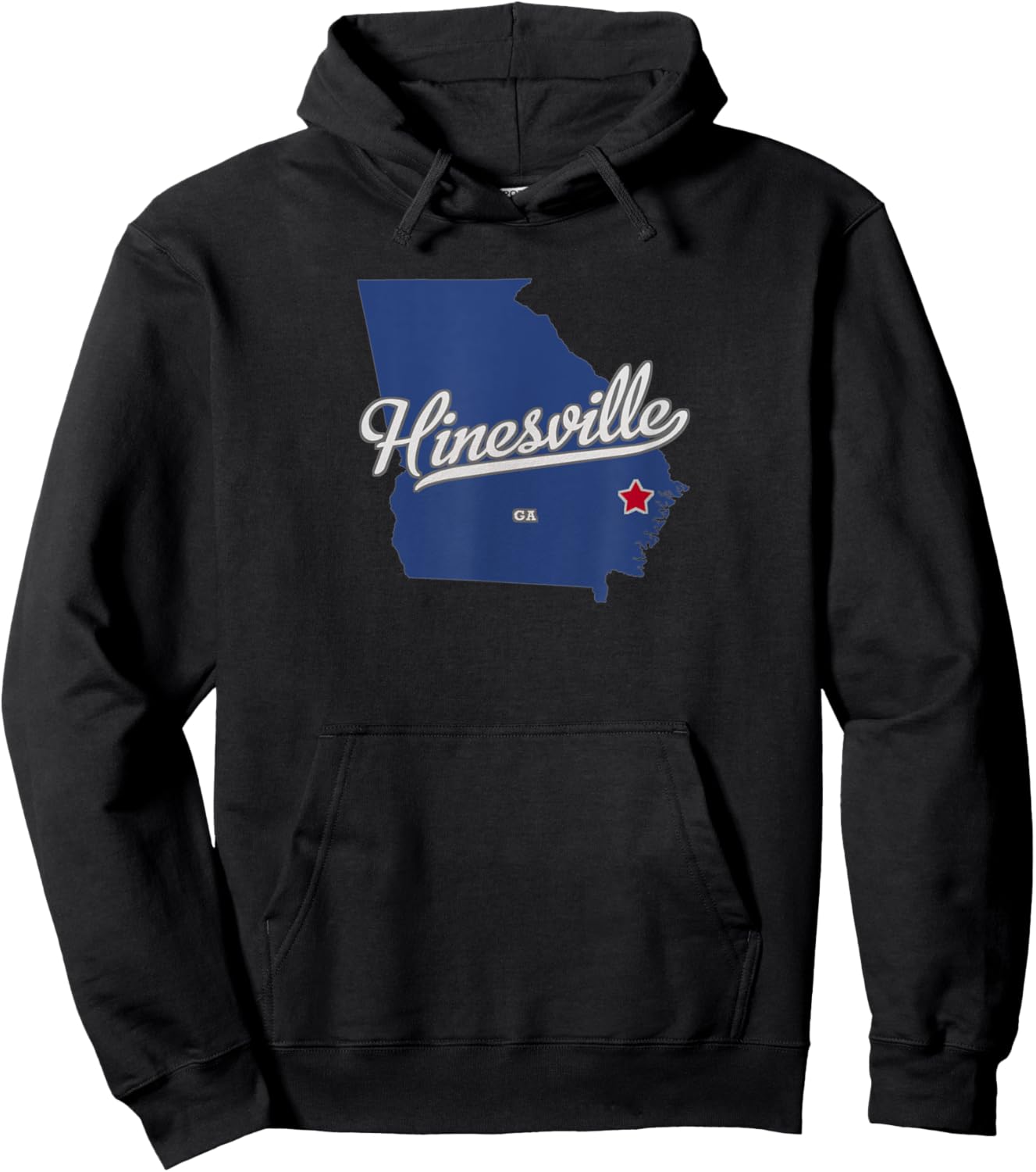 Hinesville Georgia GA Map Hoodie - Hoodie | Black