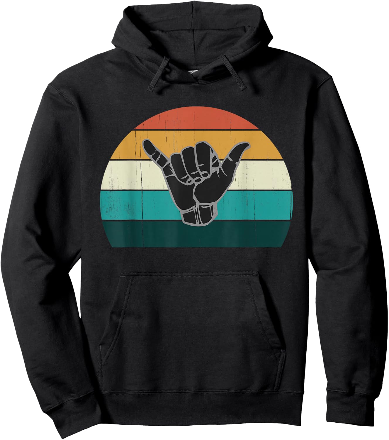 Shaka & Surf Sign - Cool Vintage Surfer/Surfing Gift Hoodie - Hoodie | Black