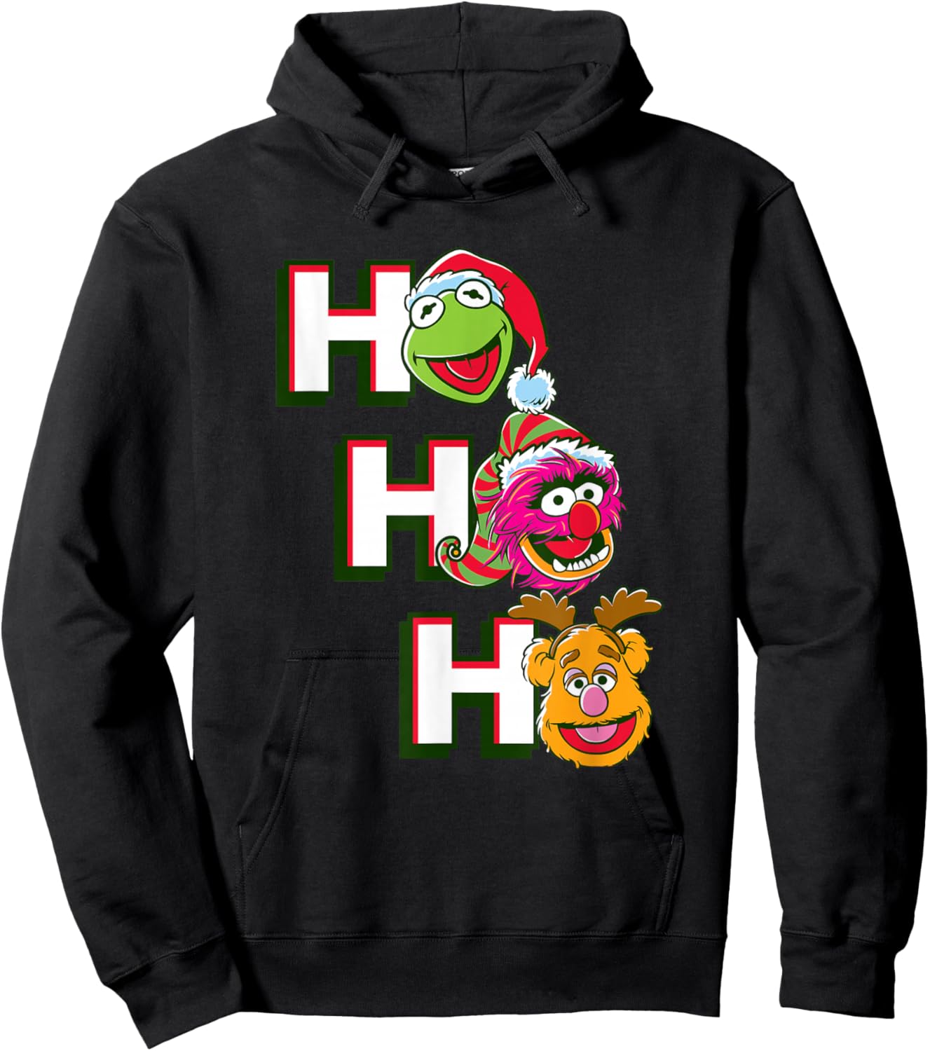 Disney The Muppets Christmas Kermit Animal Fozzie HO HO HO Hoodie - Hoodie | Black