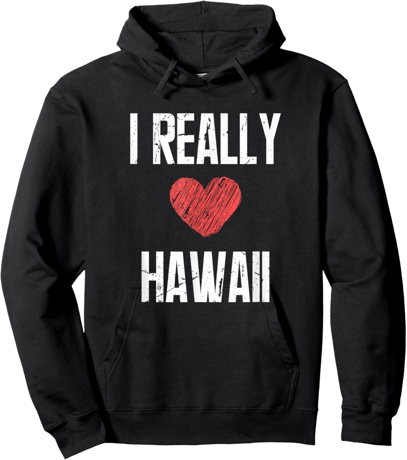 I Really Love Hawaii Heart Retro Style Home State Hoodie - Hoodie | Black