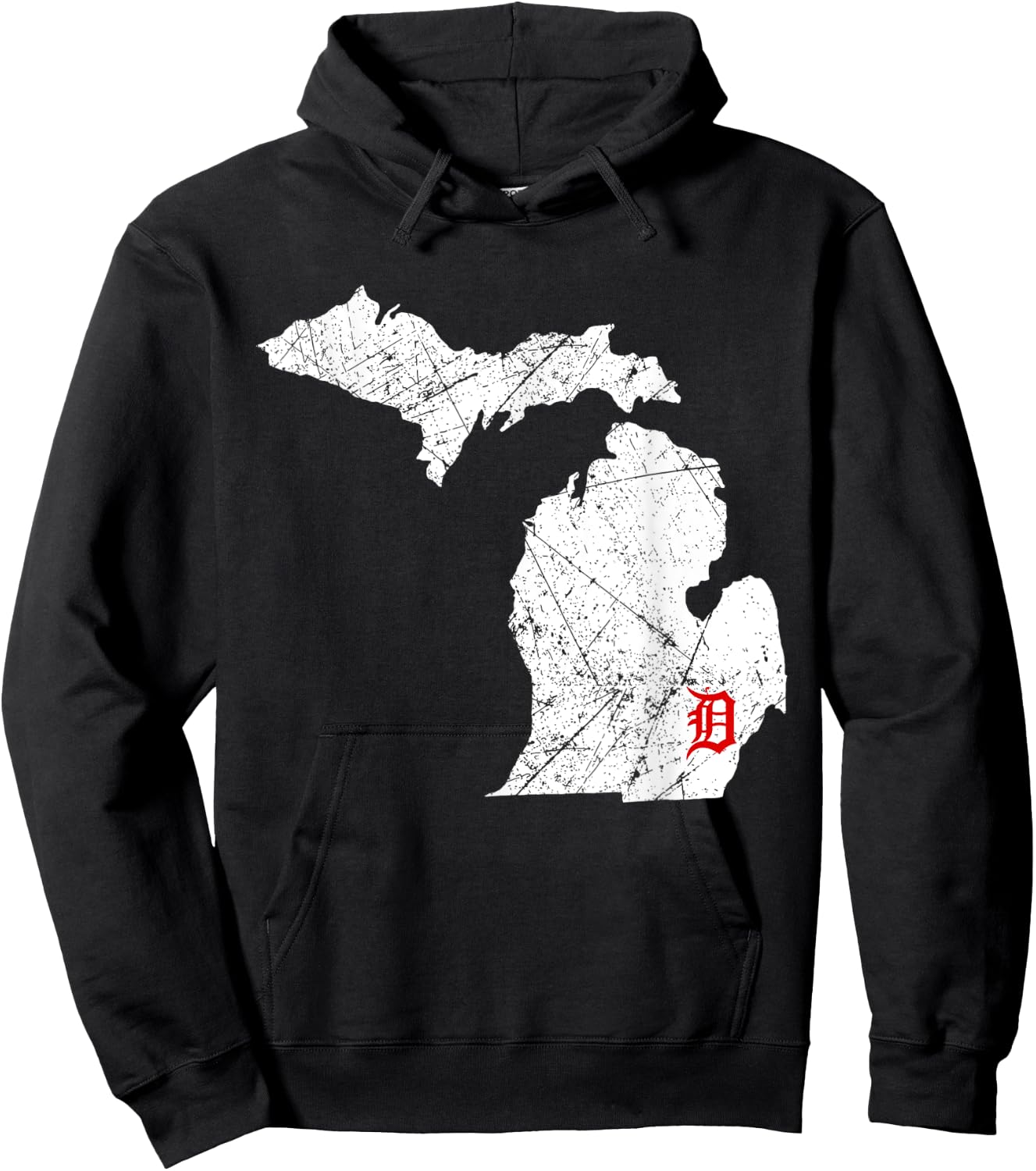 Detroit Michigan Map Lakes Letter D Nature Travel Motor City Hoodie - Hoodie | Black