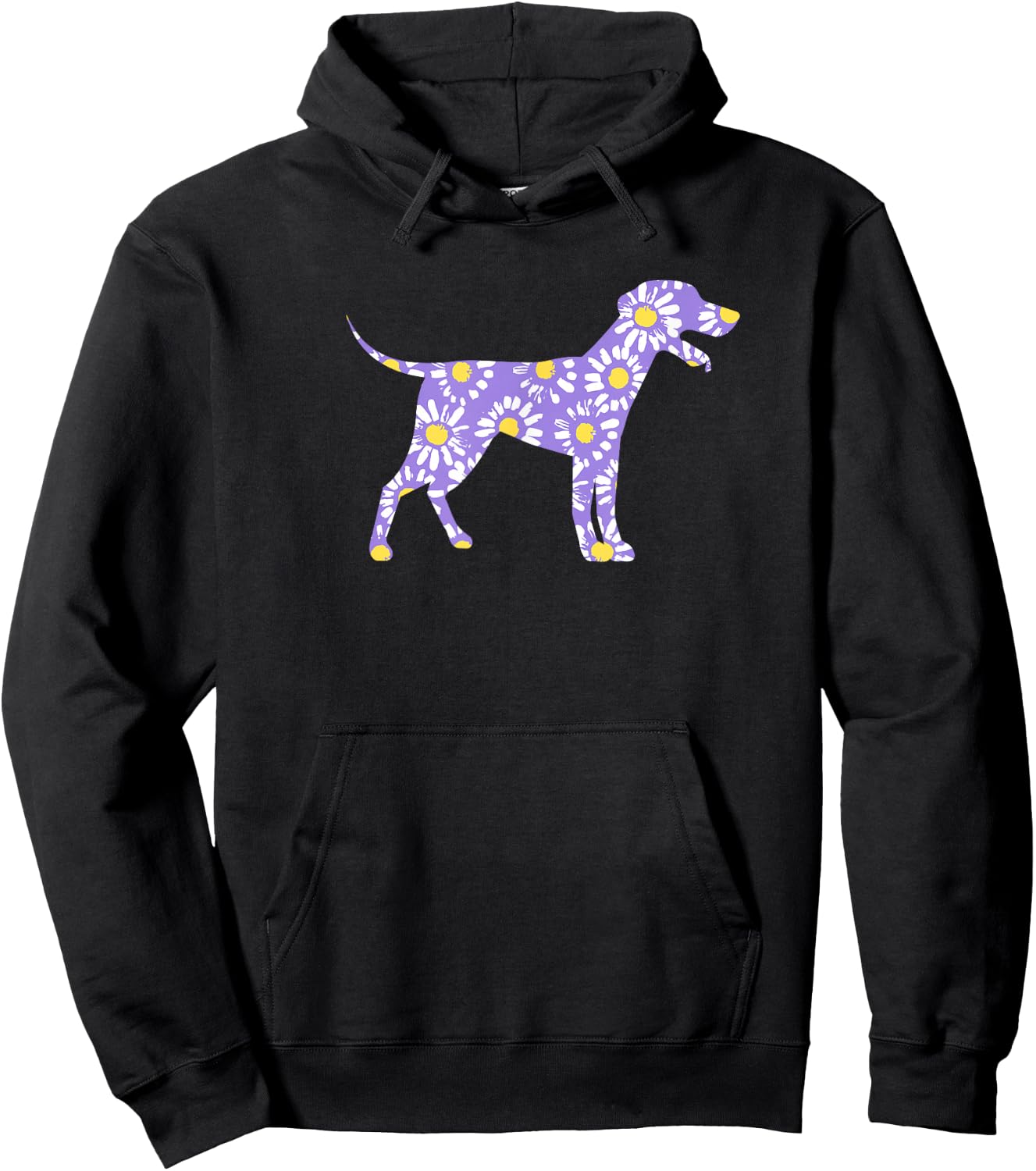 Cute Daisy Floral Print Happy Dog Lover Lavender Tops Women Hoodie - Hoodie | Black