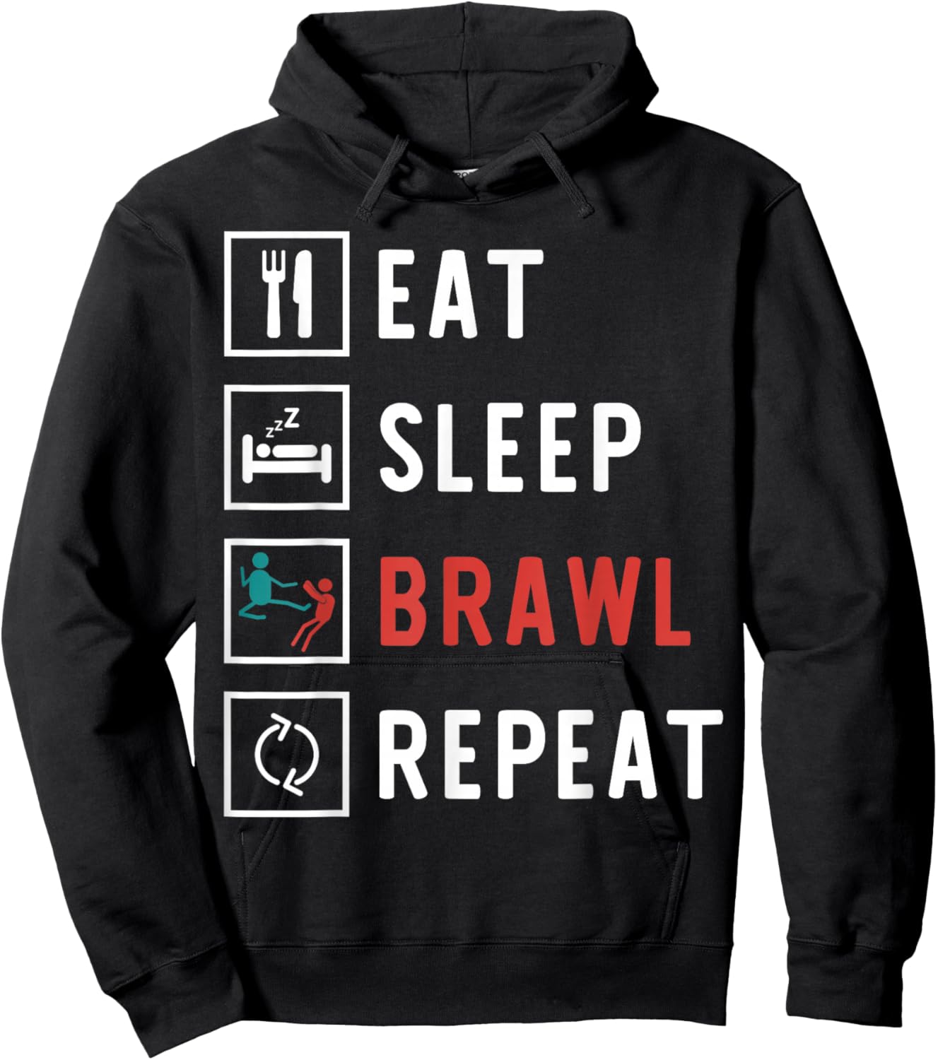 Eat Sleep Brawl Repeat Funny Video Gamer Hoodie - Hoodie | Black