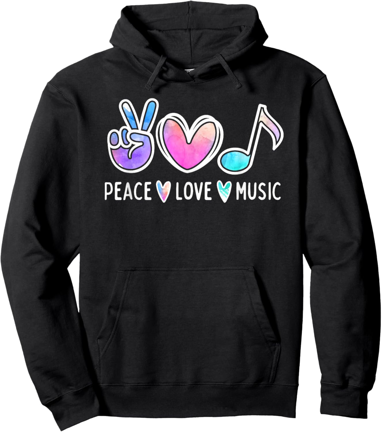 Peace Love Music Lover Musician Cute Tie Dye Hoodie - Hoodie | Black