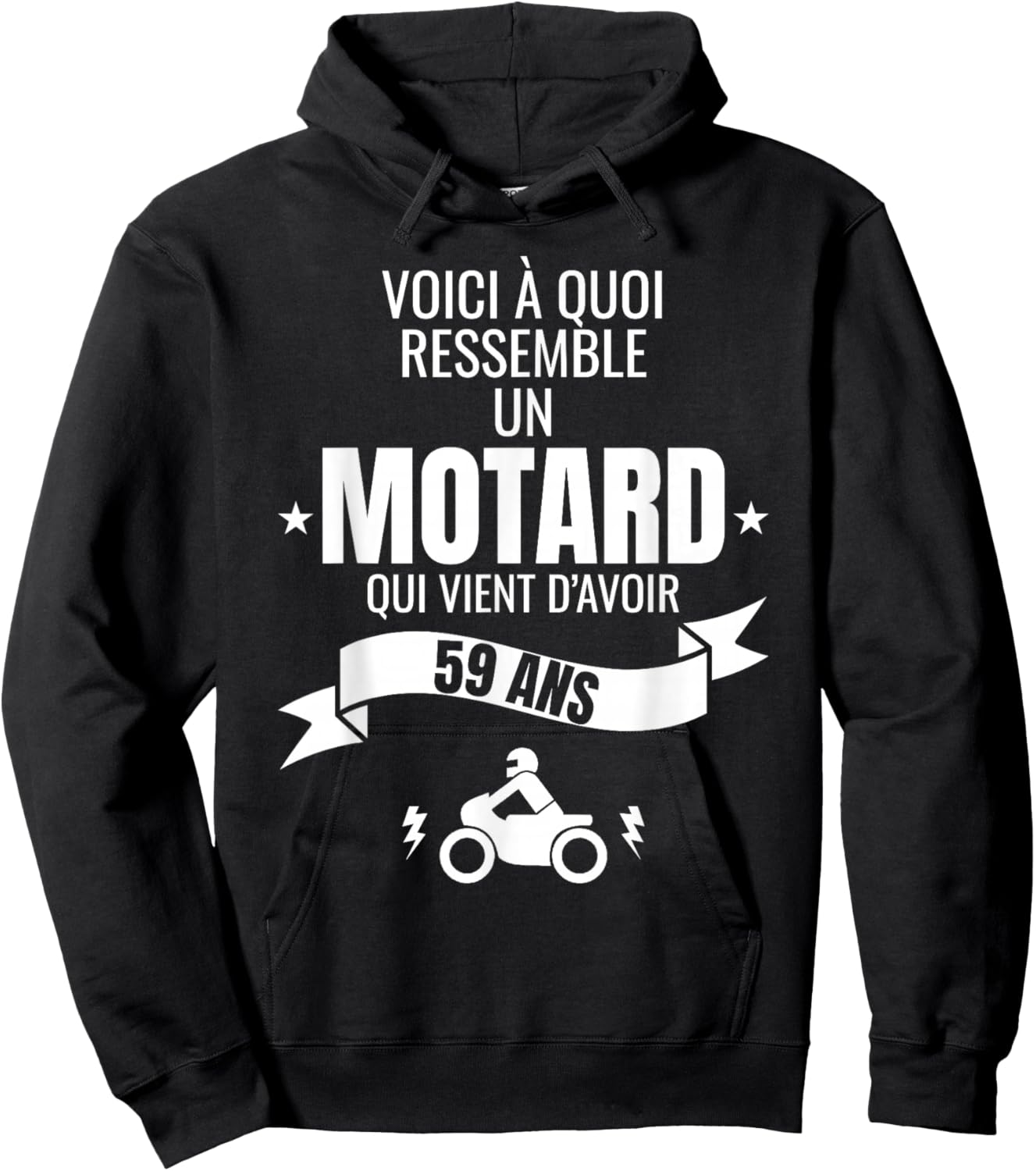 Gift for a biker humour man original 59 years , Black, S Hoodie - Hoodie | Black