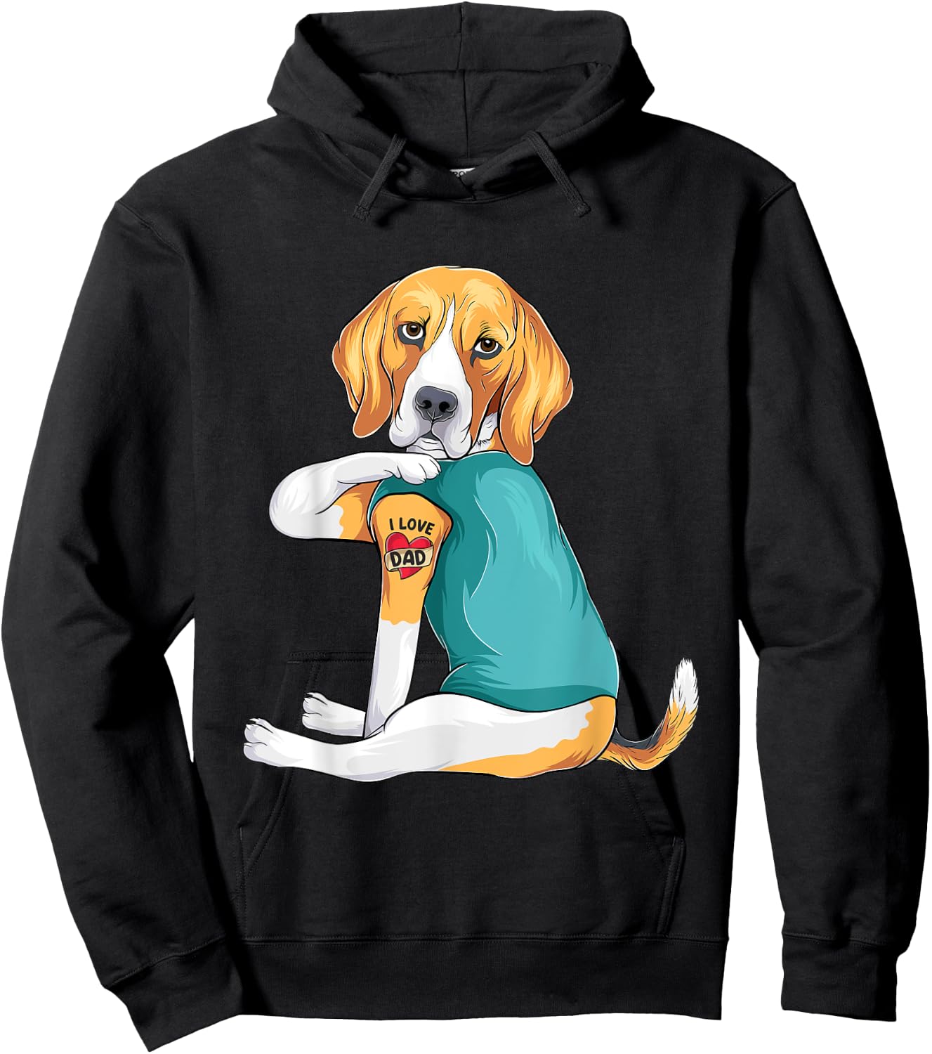 Father's Day gift funny dog Dad Beagle i love Dad tattoo Hoodie - Hoodie | Black