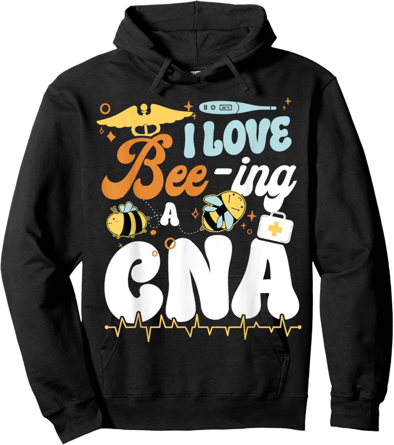 CNA Nurse Certified Nursing Assistant Bee Pun I Love Bee-Ing Hoodie - Hoodie | Black