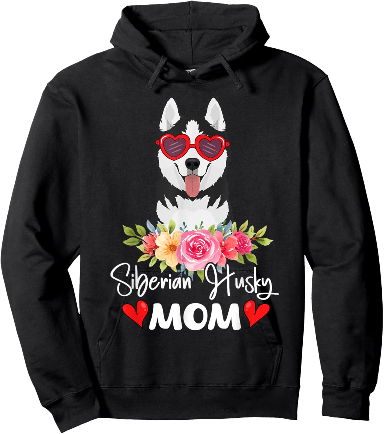 Siberian Husky Mom Mama Sunglasses Dog Lover Owner Hoodie - Hoodie | Black