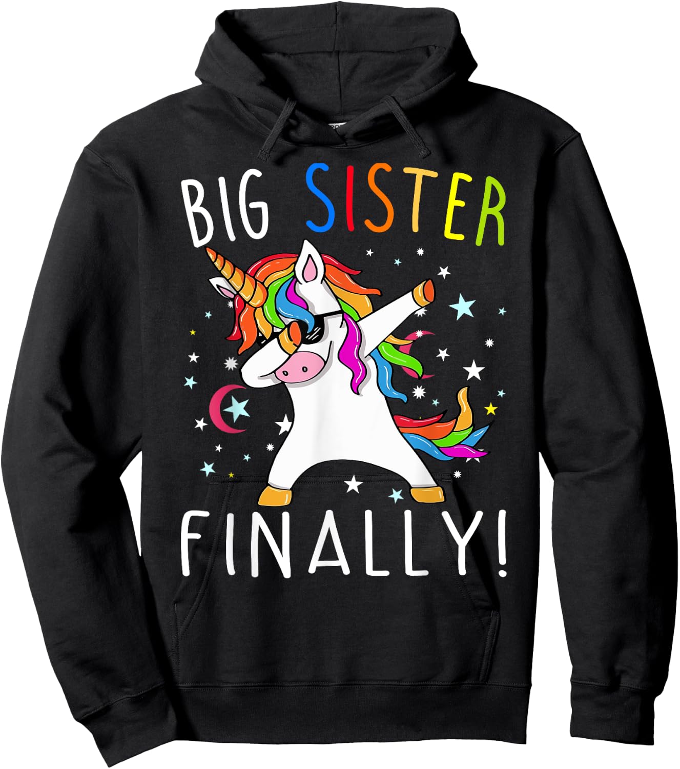 Big Sister Finally Unicorn Shirt - Unicorn shirt for Girl Hoodie - Hoodie | Black
