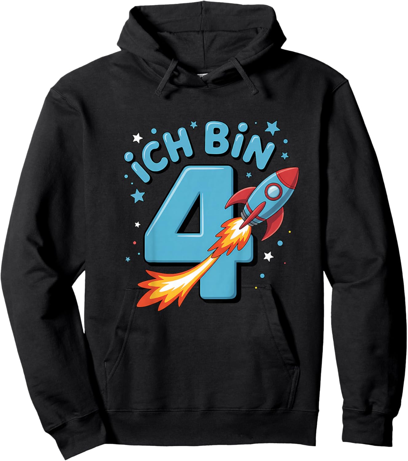 Ich Bin 4 Rakete Geburtstag 4. Geburtstag Junge Weltall Hoodie - Hoodie | Black