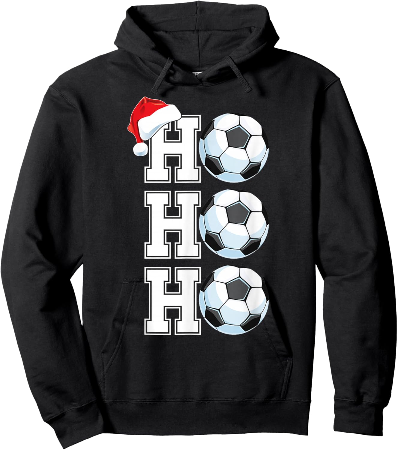 Ho Ho Ho Boys Christmas Sports Soccer Player Toddler Xmas Hoodie - Hoodie | Black