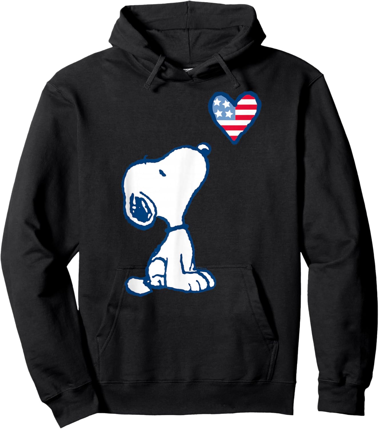 Peanuts - Snoopy Flag Heart Hoodie - Hoodie | Black