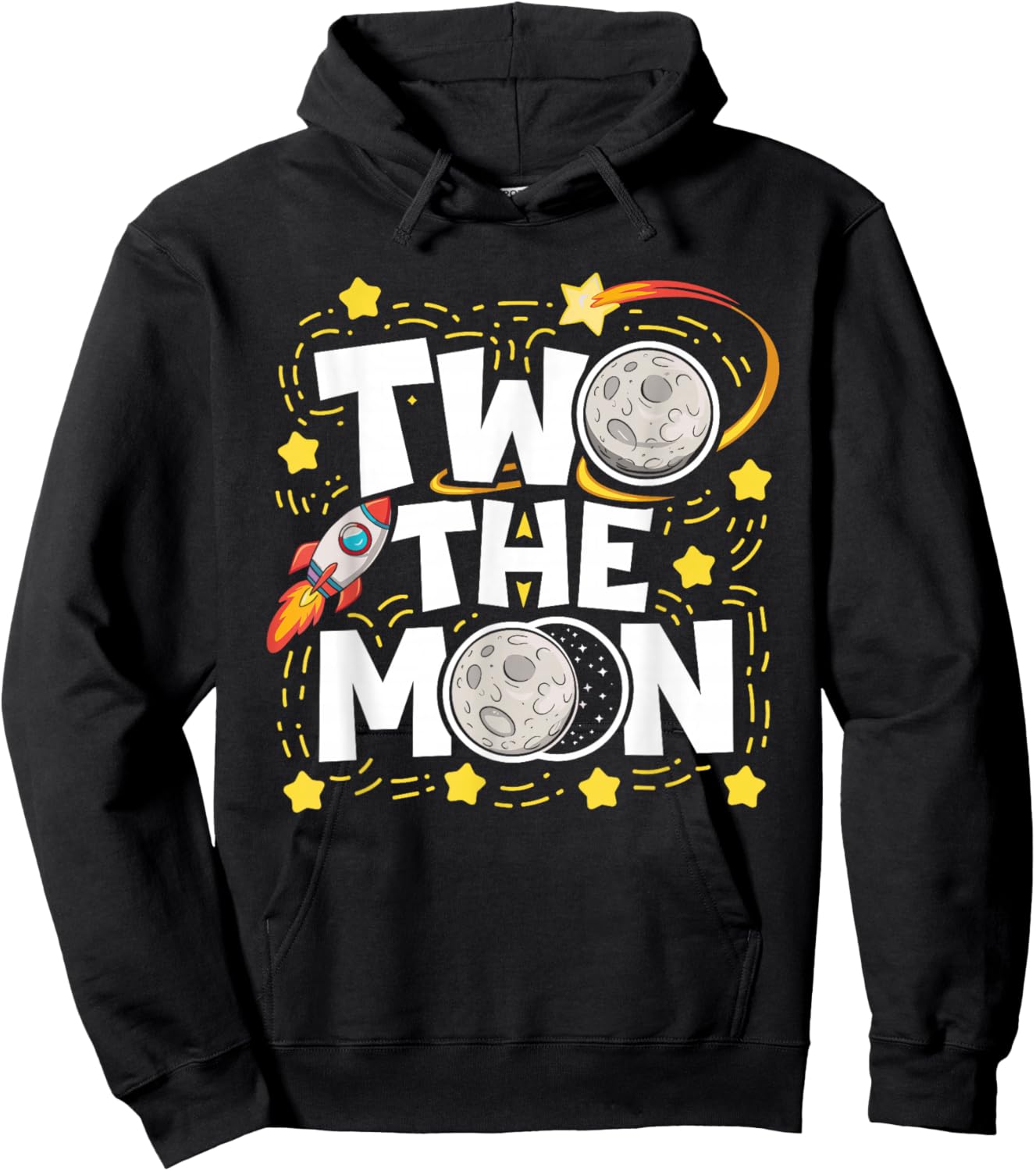Two The Moon 2nd Birthday Girl Boy 2 Year Old Toddler Hoodie - Hoodie | Black