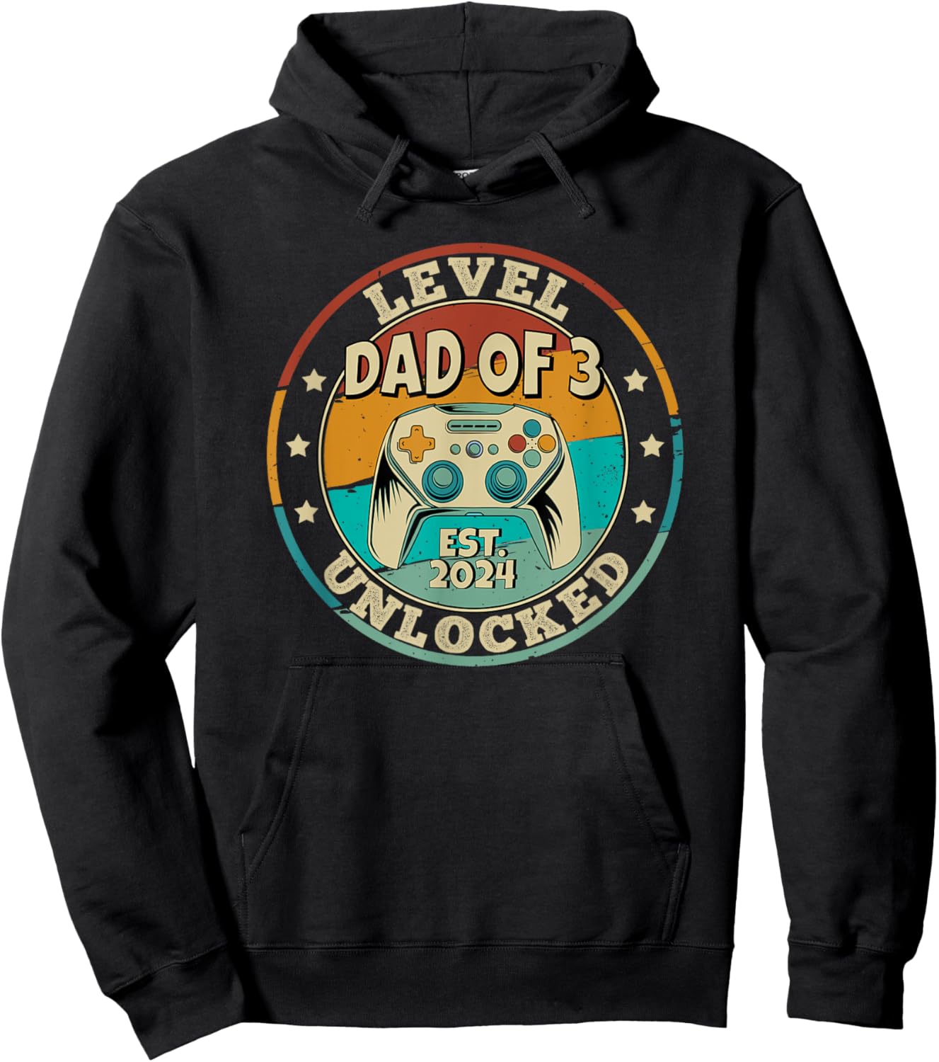 Dad Of 3 Three Kids Leveled Up To Dad Level Unlocked Hoodie - Hoodie | Black