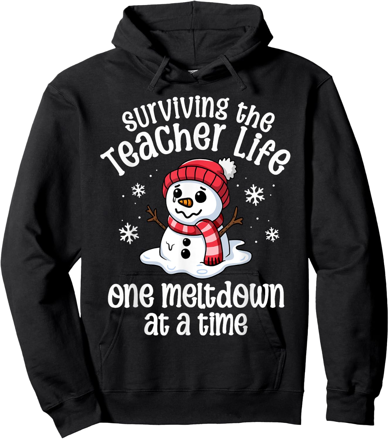 Teacher Christmas One Meltdown At A Time Snowman Winter Hoodie - Hoodie | Black