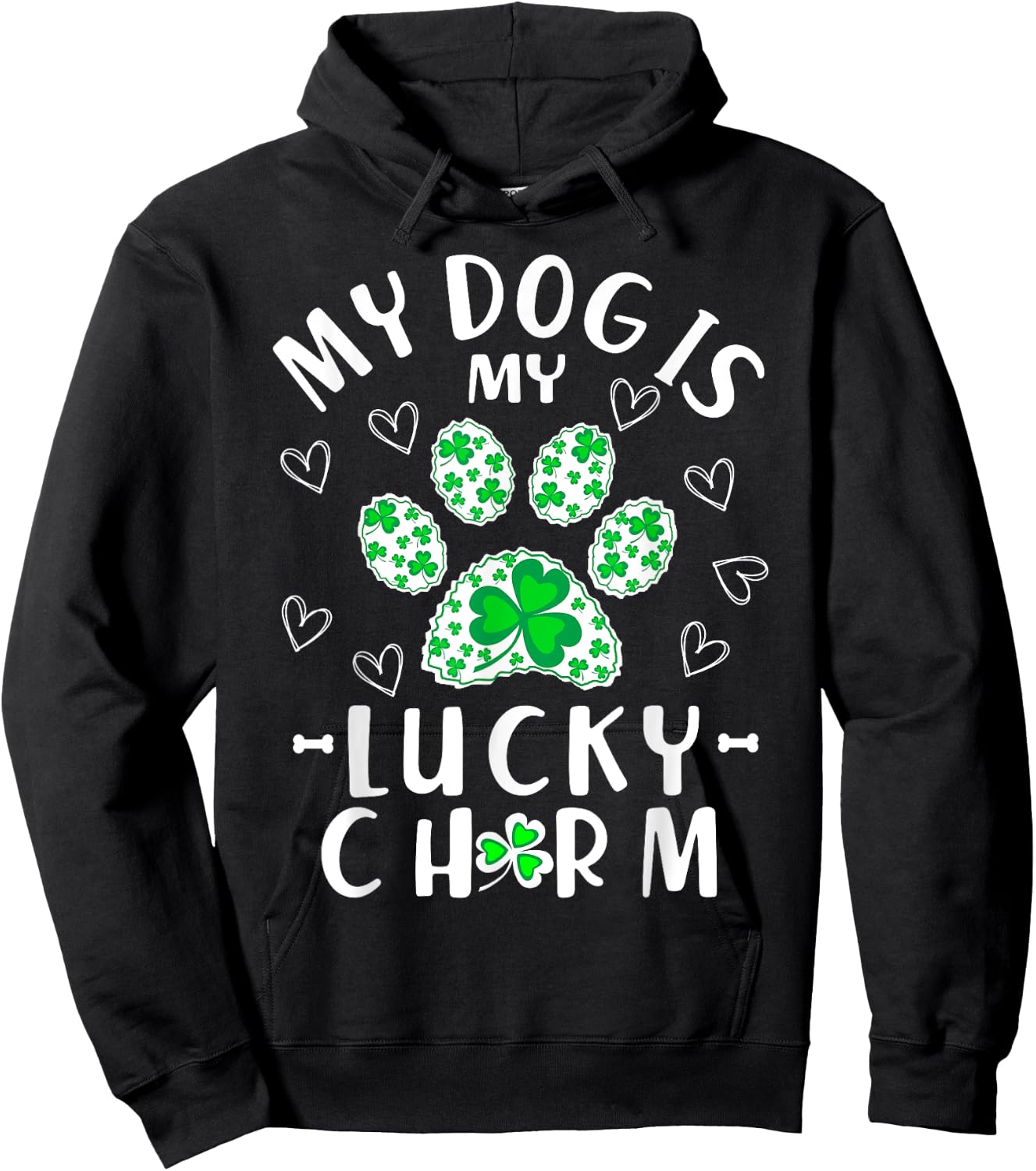 My Dog is My Lucky Charm Shamrock Shirt St Patricks Day Men Women Kids Hoodie - Hoodie | Black