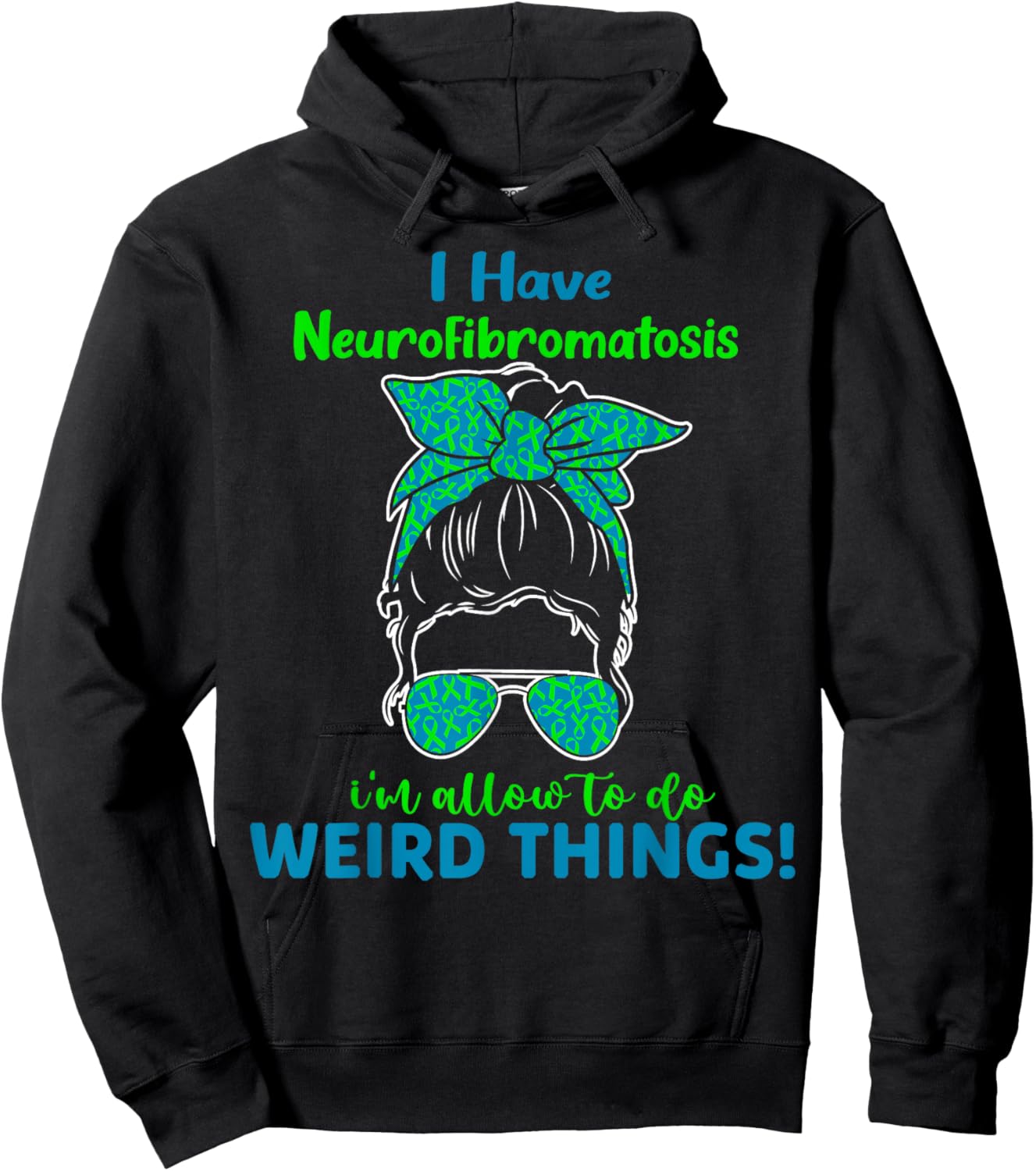Green Ribbon Nf1 Neurofibromatosis Awareness Women NF1 Hoodie - Hoodie | Black