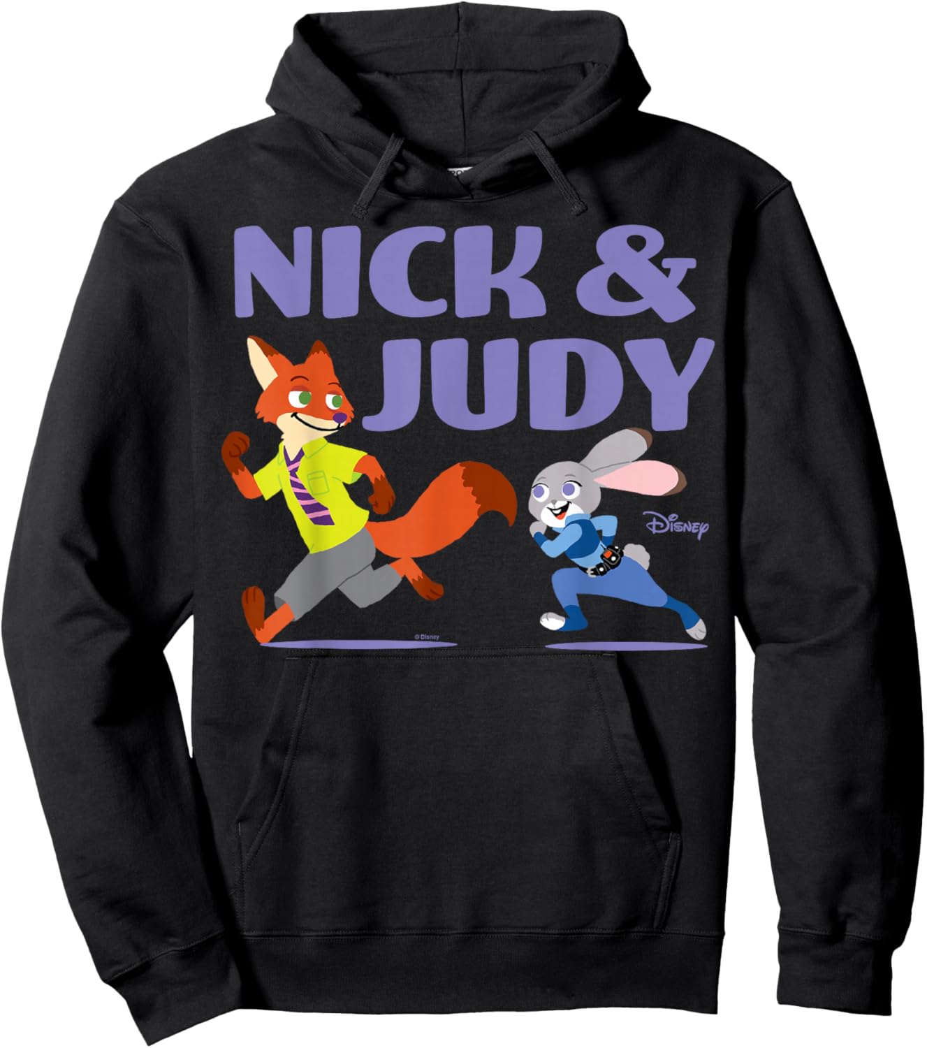 Zootopia - Nick And Judy Running Together Hoodie - Hoodie | Black