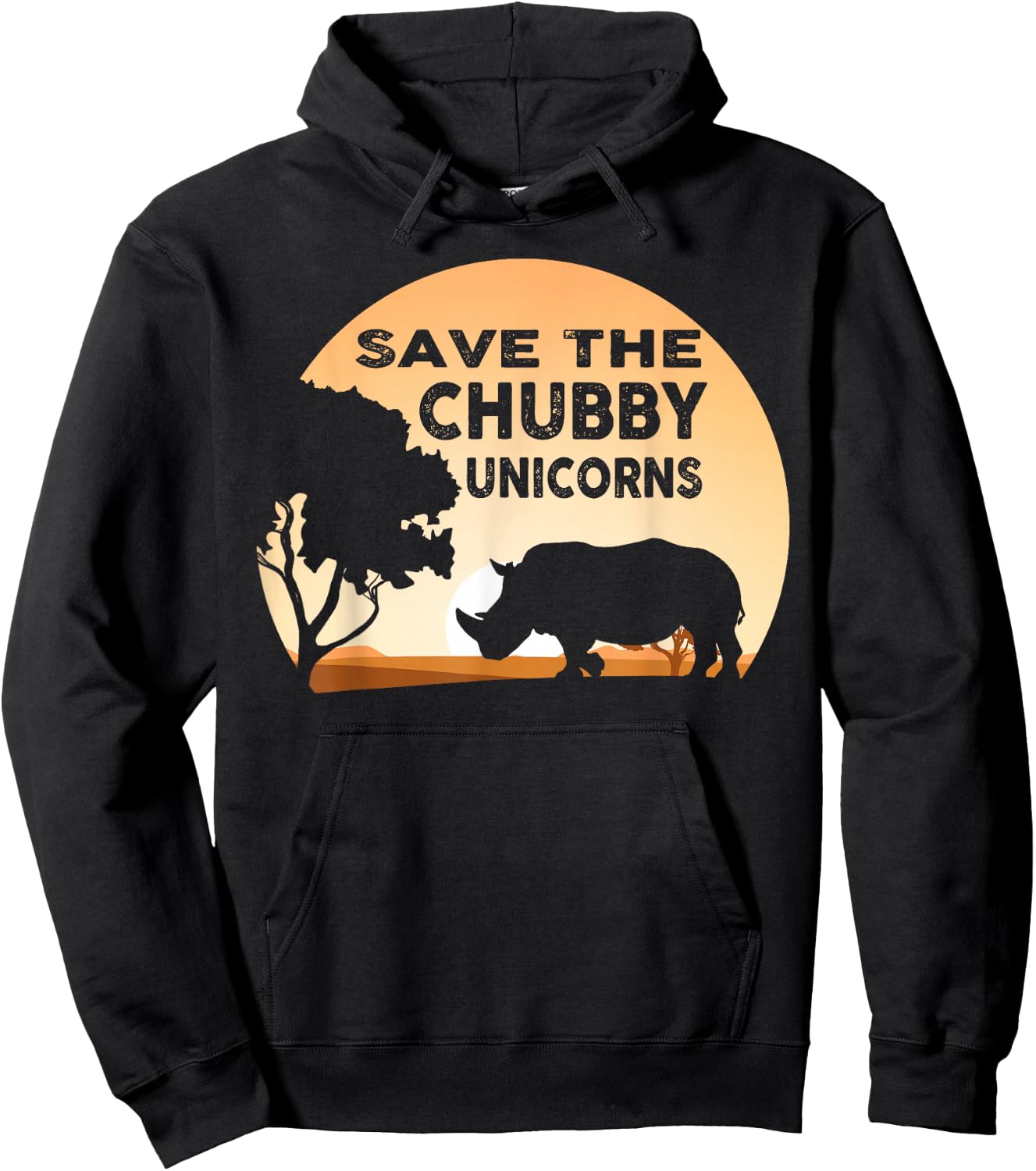 Save The Chubby Unicorns Fat Rhino Funny Hoodie - Hoodie | Black