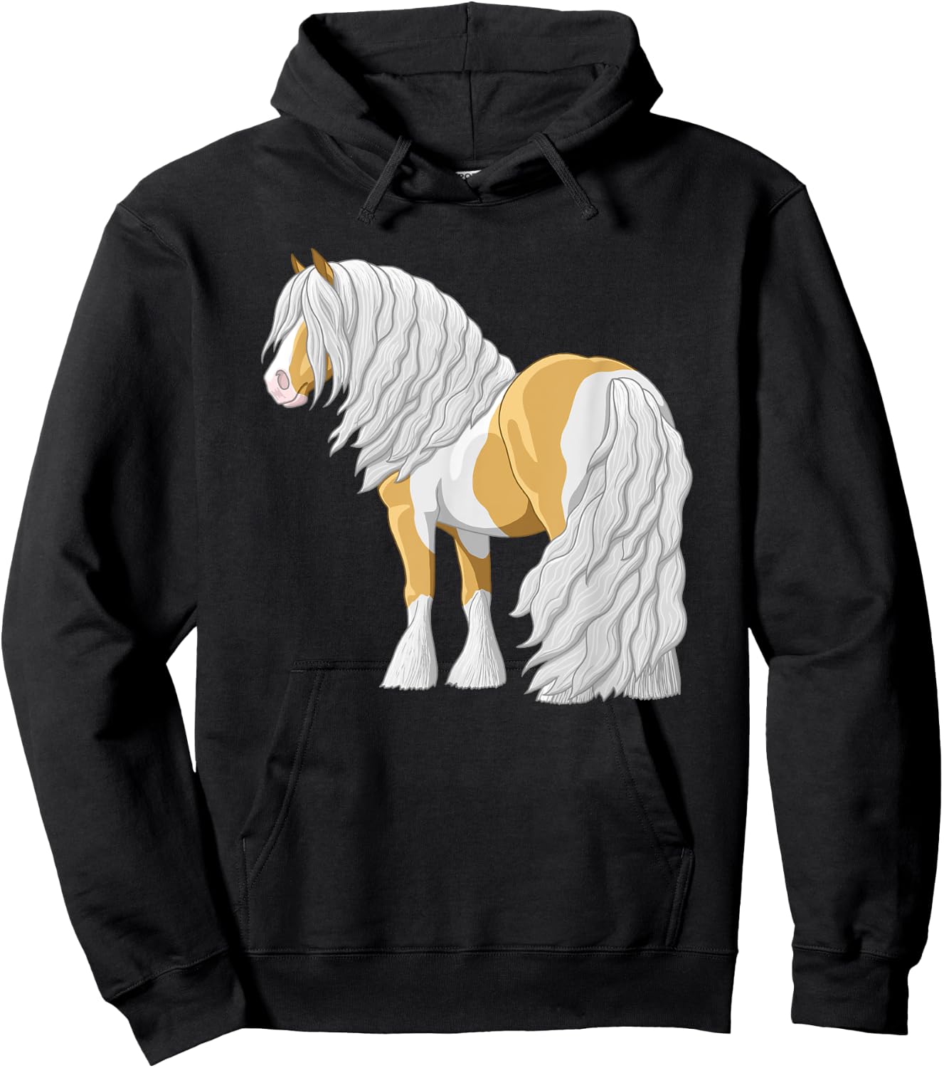 Palomino Pinto Skewbald Gypsy Vanner Irish Cob Draft Horse Hoodie - Hoodie | Black