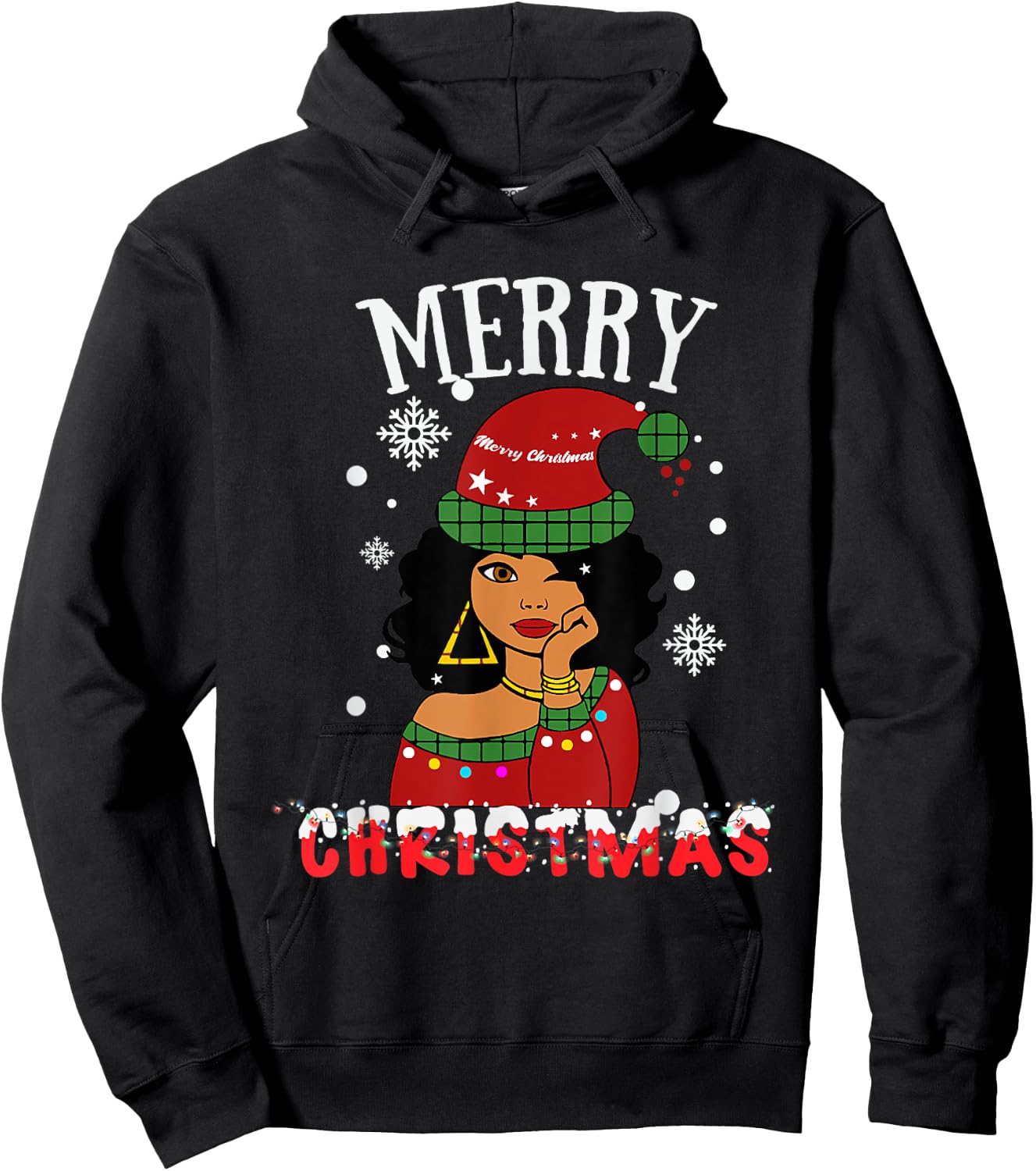 Black African American Merry Christmas Melanin Women Santa Hoodie - Hoodie | Black