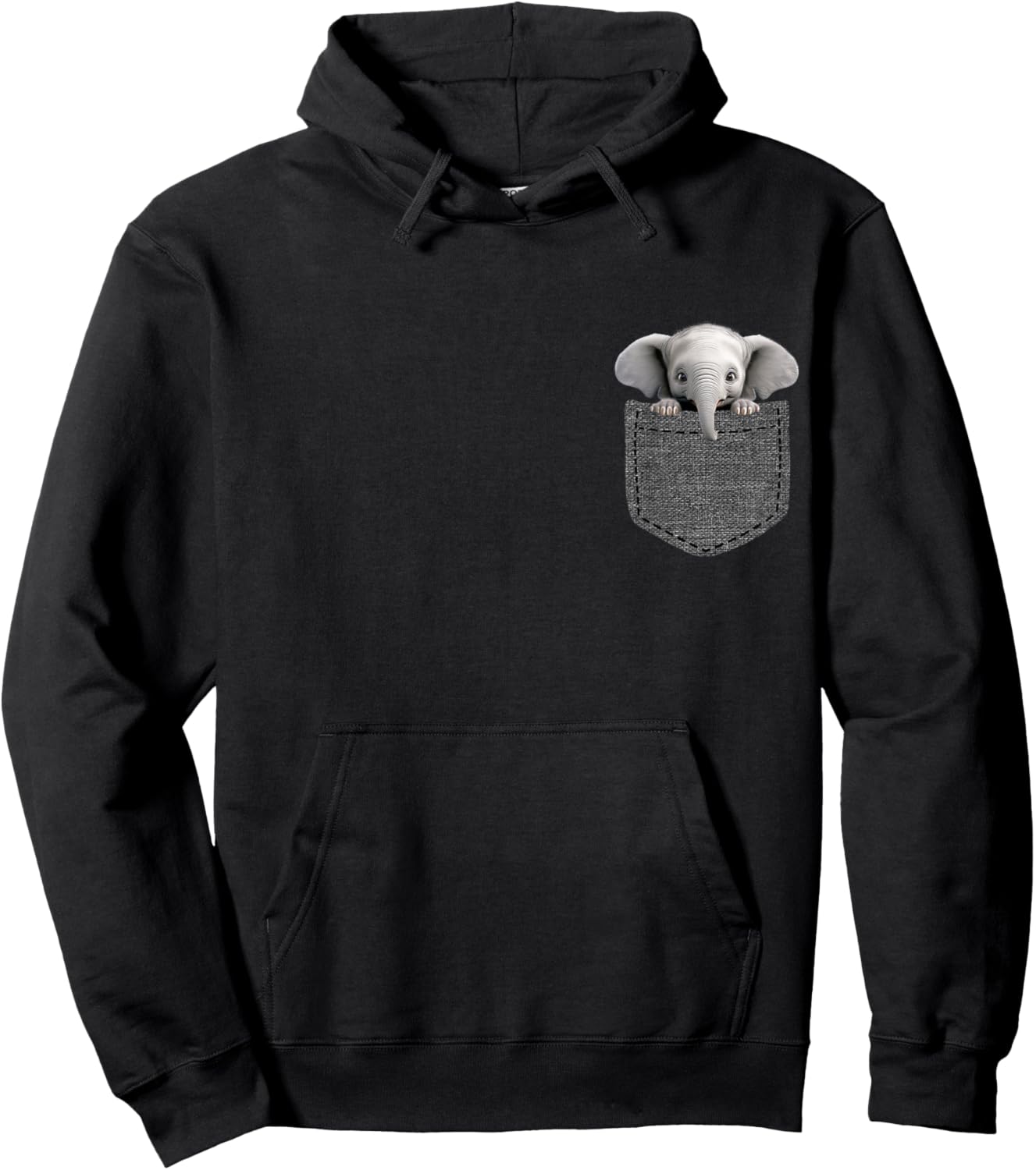 Elephant in Pocket Hoodie - Hoodie | Black