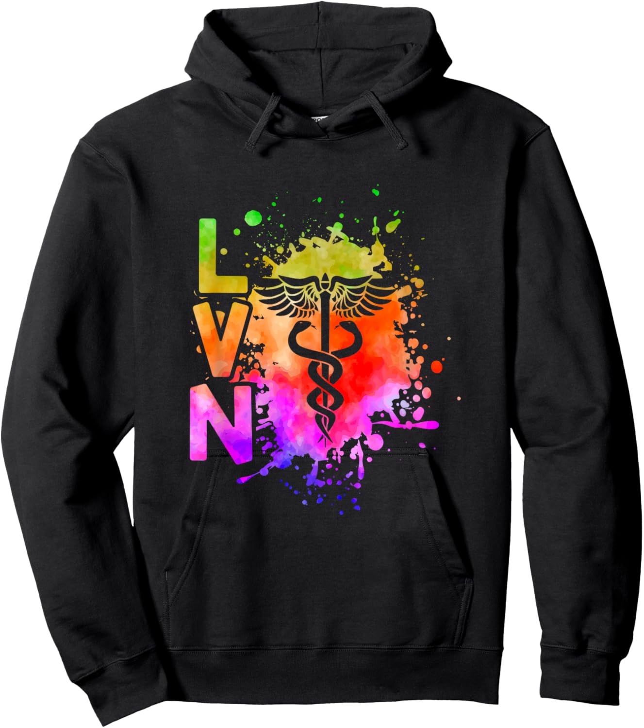 LVN Caduceus LVN Nurse Licensed Vocational Nurse Hoodie - Hoodie | Black