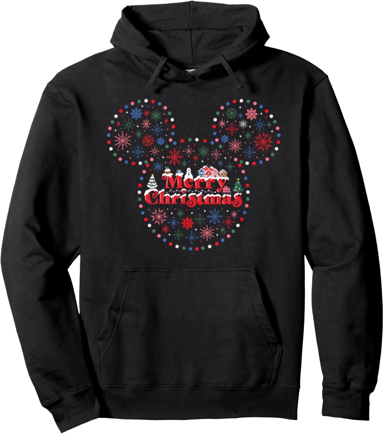 Disney Mickey Mouse Icon Holiday Lights Merry Christmas Hoodie - Hoodie | Black