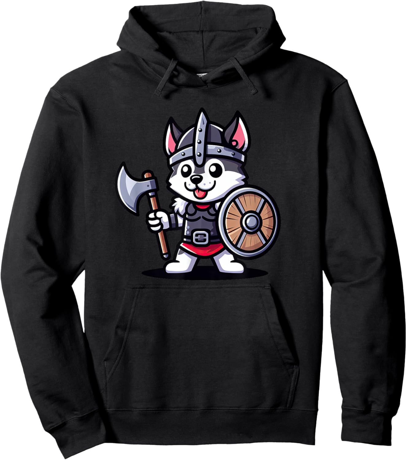 Husky Viking Funny Dog Medieval Women Kids Hoodie - Hoodie | Black