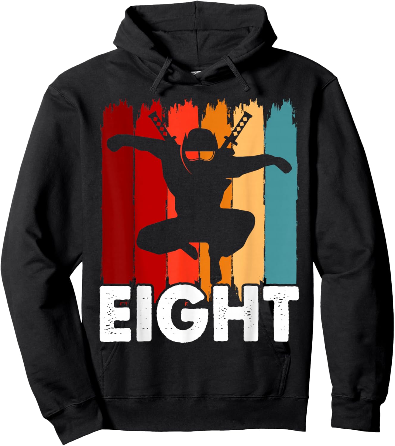 Kids 8th Birthday Retro Ninja 8 Years Boys Girl Kids Hoodie - Hoodie | Black