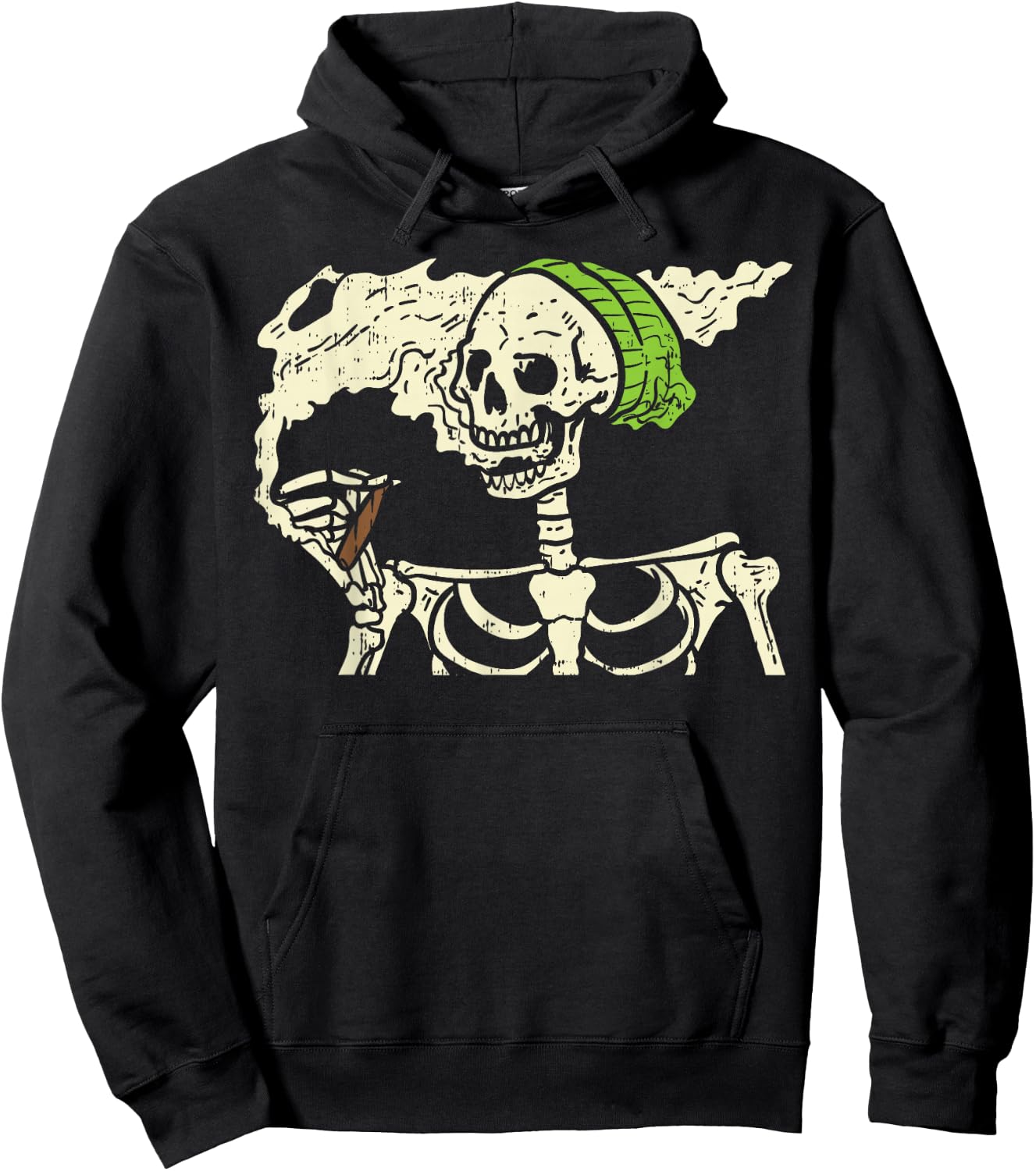 Smoking Skeleton Joint Funny Weed Pot 420 Cannabis Halloween Hoodie - Hoodie | Black