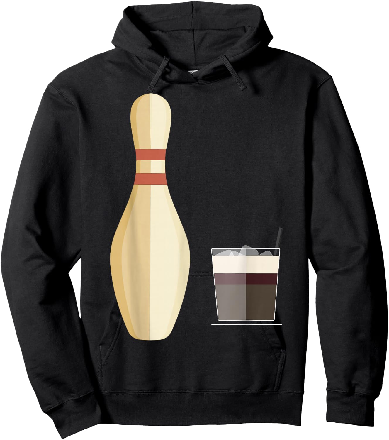 The Big Lebowski Bowling Pin Glass of Whiskey Hoodie - Hoodie | Black