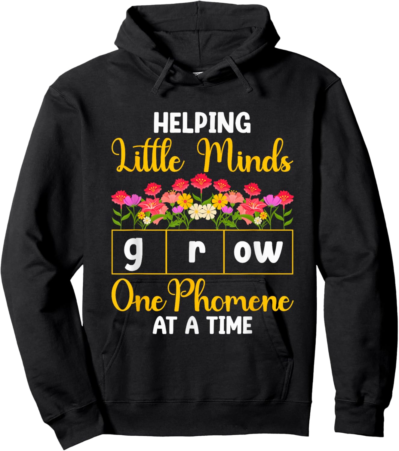 Science of Reading Helping Little Minds Grow Phonics Hoodie - Hoodie | Black