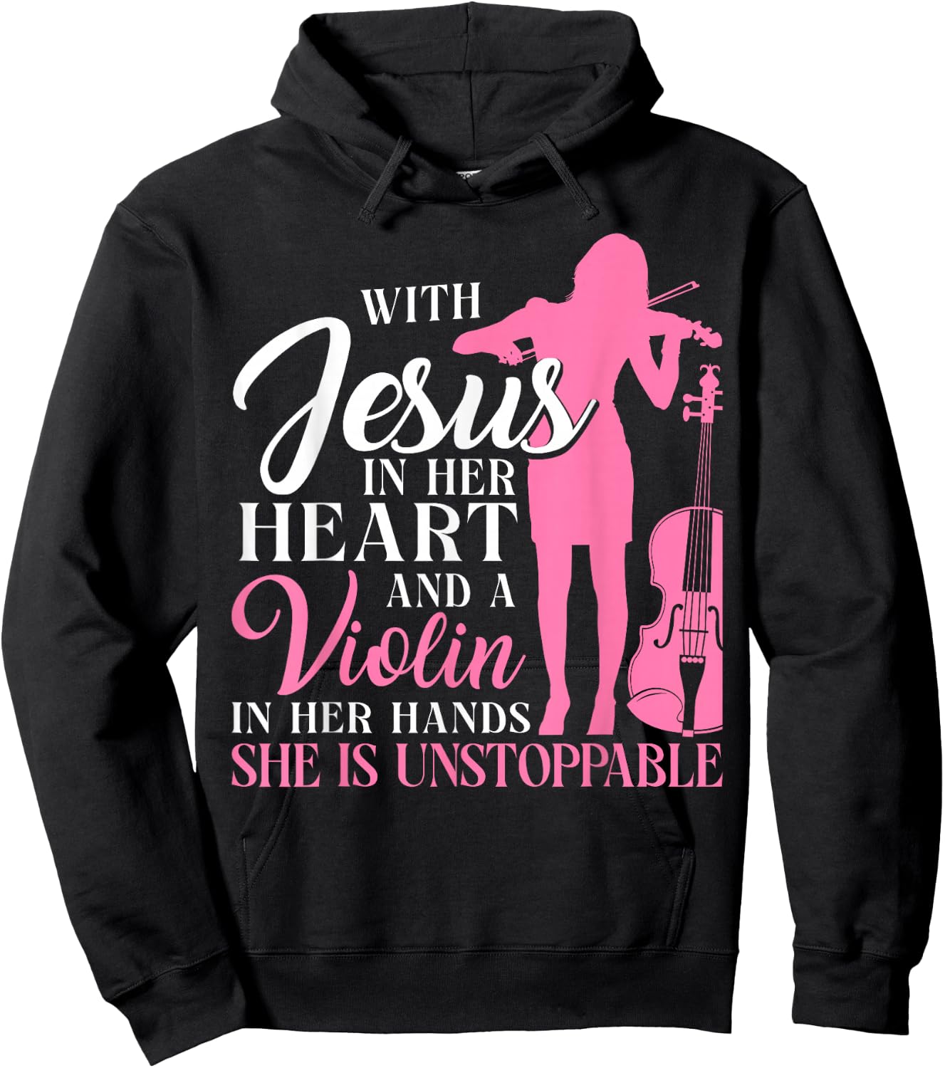 Violin Violinist Jesus Faith Christian With Jesus In Her Hoodie - Hoodie | Black