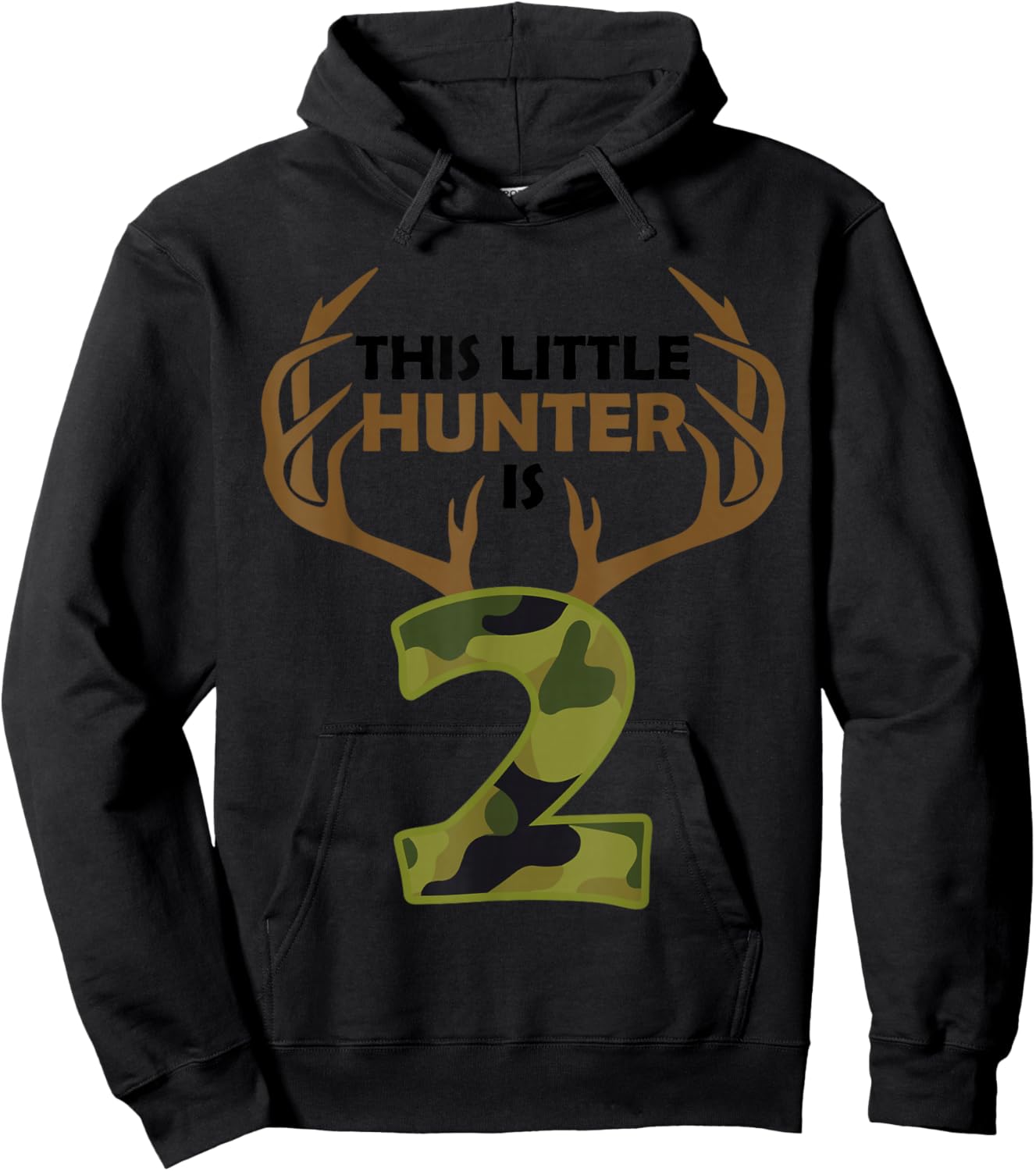 Funny 2nd Birthday 2 Year Old Deer Hunter Gift Boys Kids Hoodie - Hoodie | Black