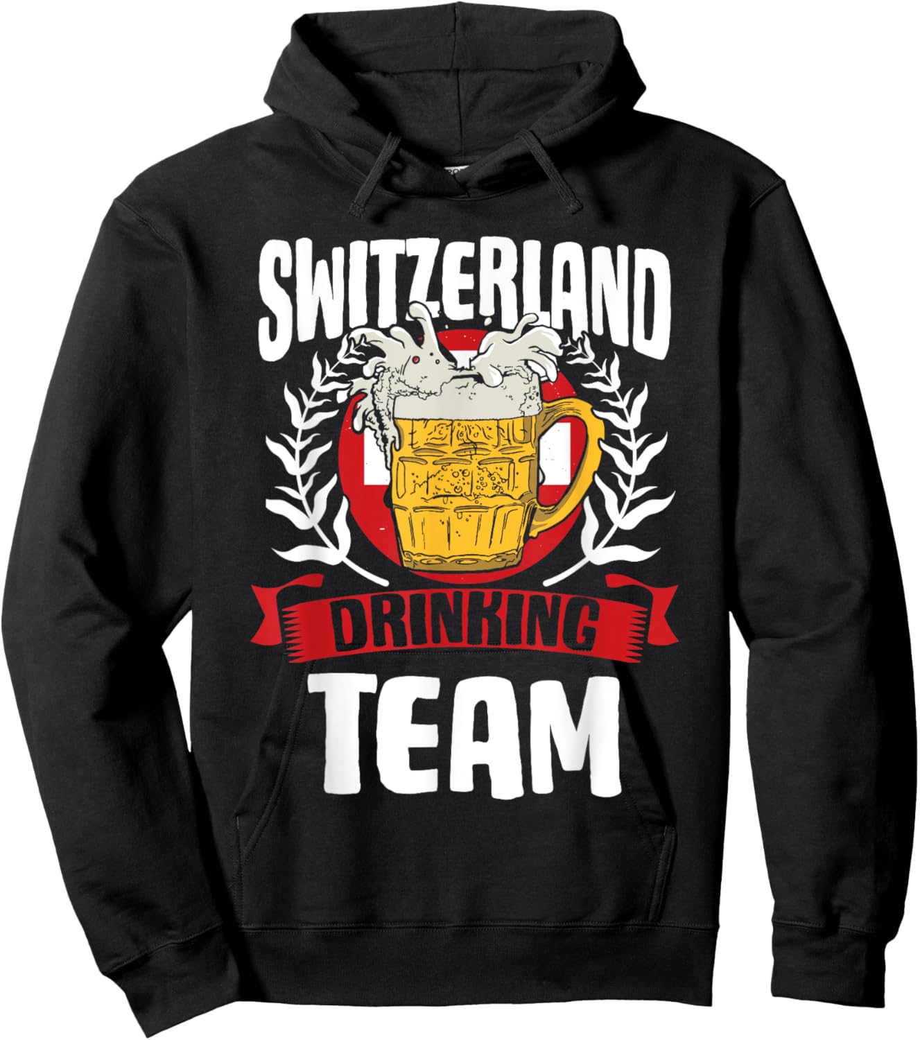 Switzerland Drinking Team Helvetia Swiss Flag Beer Lover Hoodie - Hoodie | Black