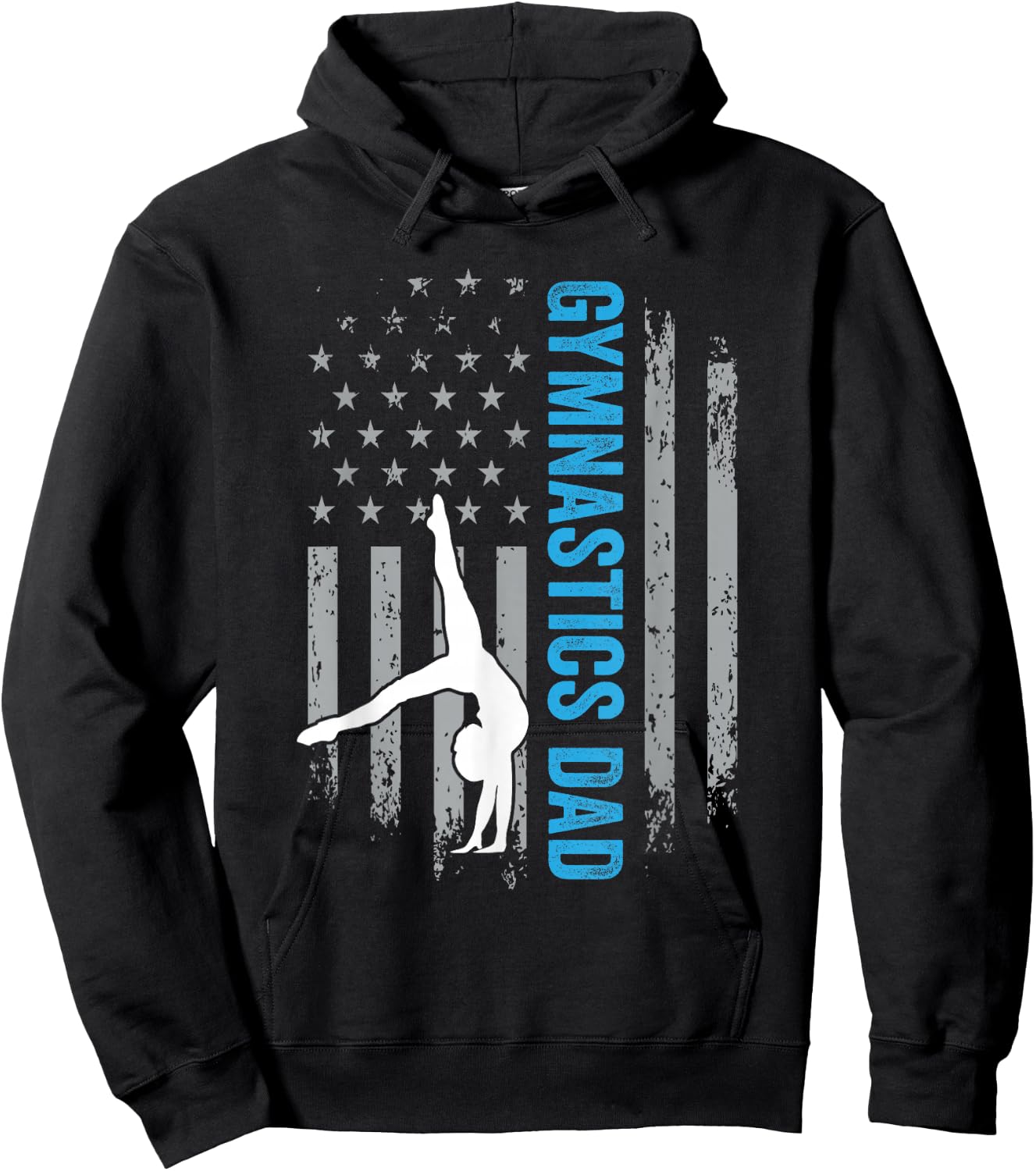Gymnastics Dad Gymnast Father Parent American Flag Sports Hoodie - Hoodie | Black