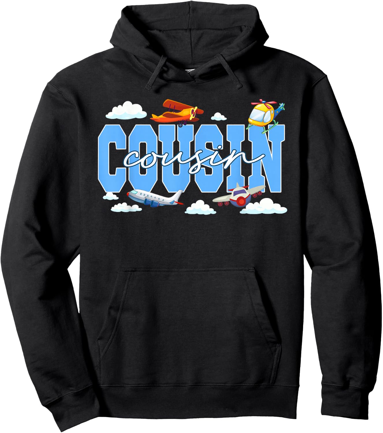 Cousin Birthday Boy Airplane Theme Family Matching Party Hoodie - Hoodie | Black