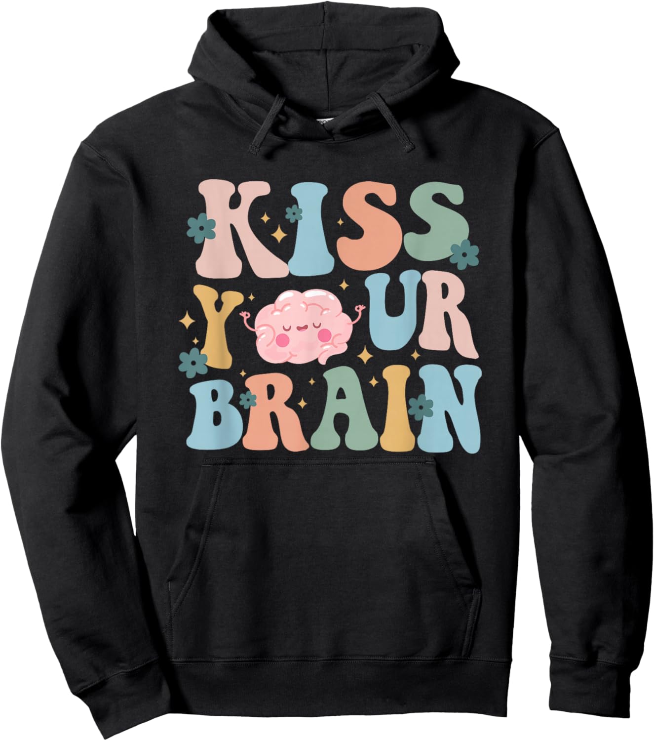 Kiss Your Brain Teacher Inspire Educate Groovy Retro Vintage Hoodie - Hoodie | Black